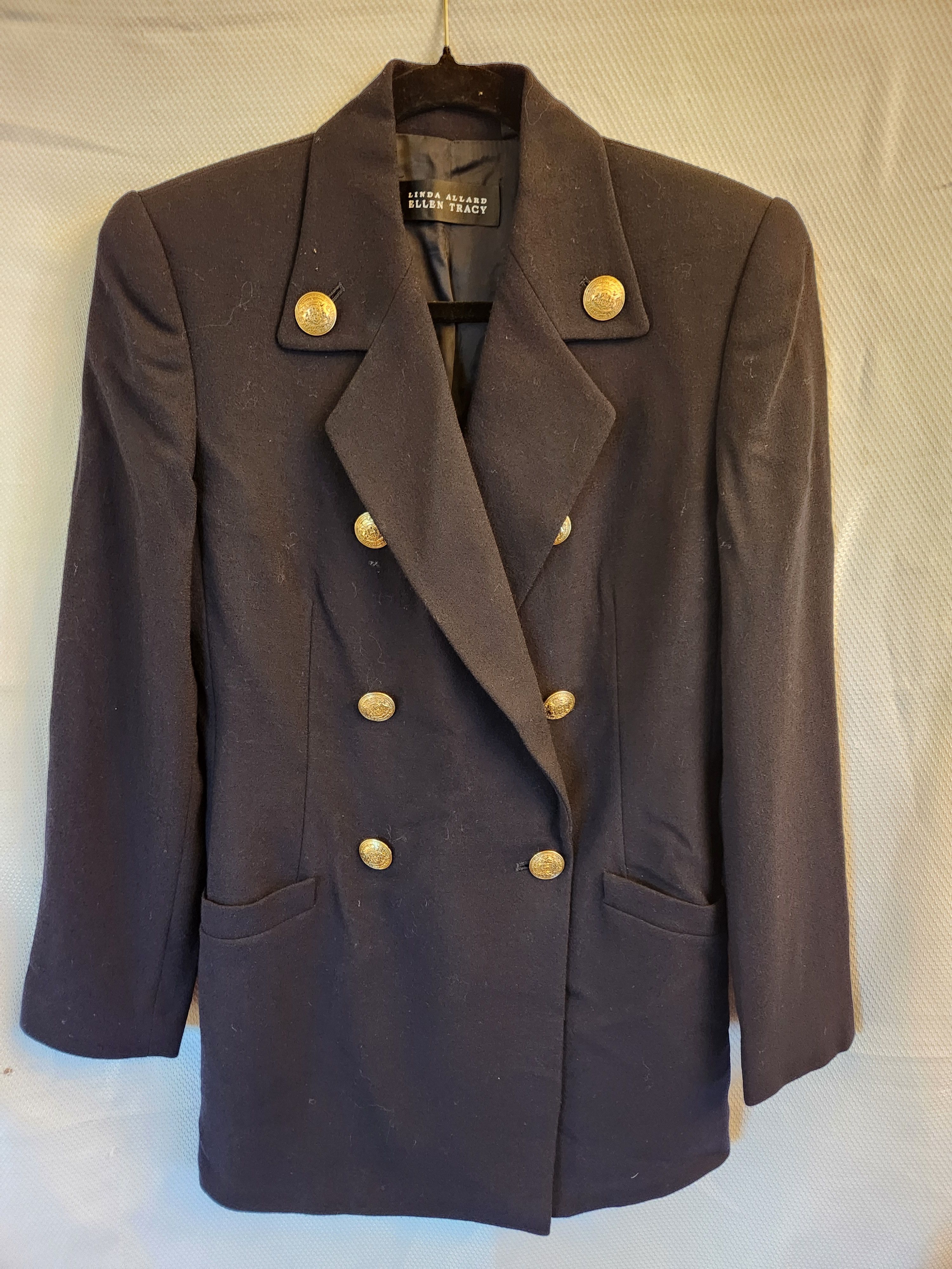 Ellen Tracy Vintage 100% Wool Navy Blue Double Breasted Blazer Size S / US 4 / IT 40 - 1 Thumbnail