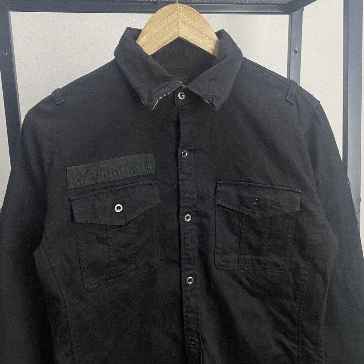 semanticdesign Semantic Design Black Tonal Skull Embroidered Military Shirt Size US M / EU 48-50 / 2 - 12 Thumbnail