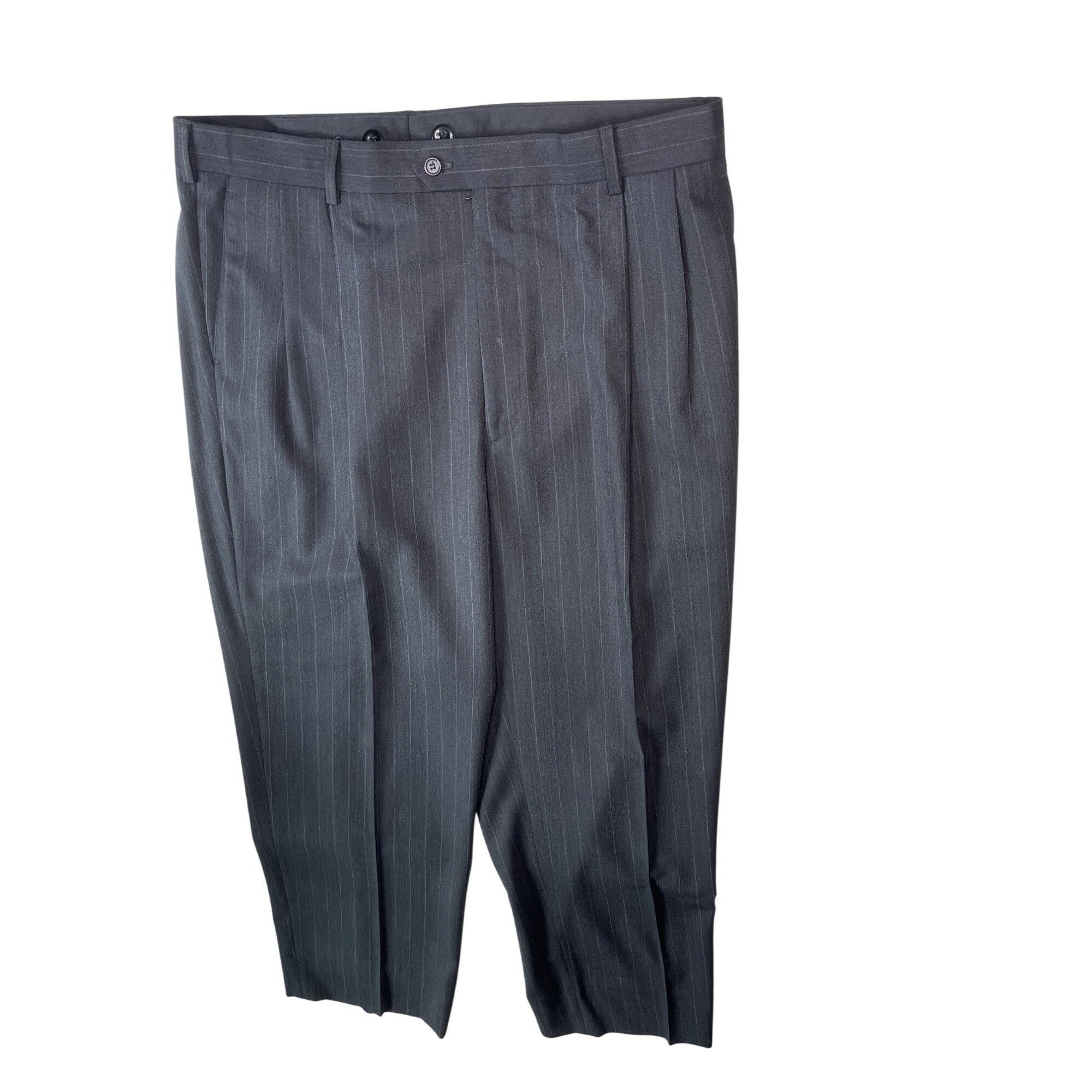 Other Mens Pinstripe Suit Jacket & Pants Set 2-Button Gray Classic Size 40L - 16 Thumbnail