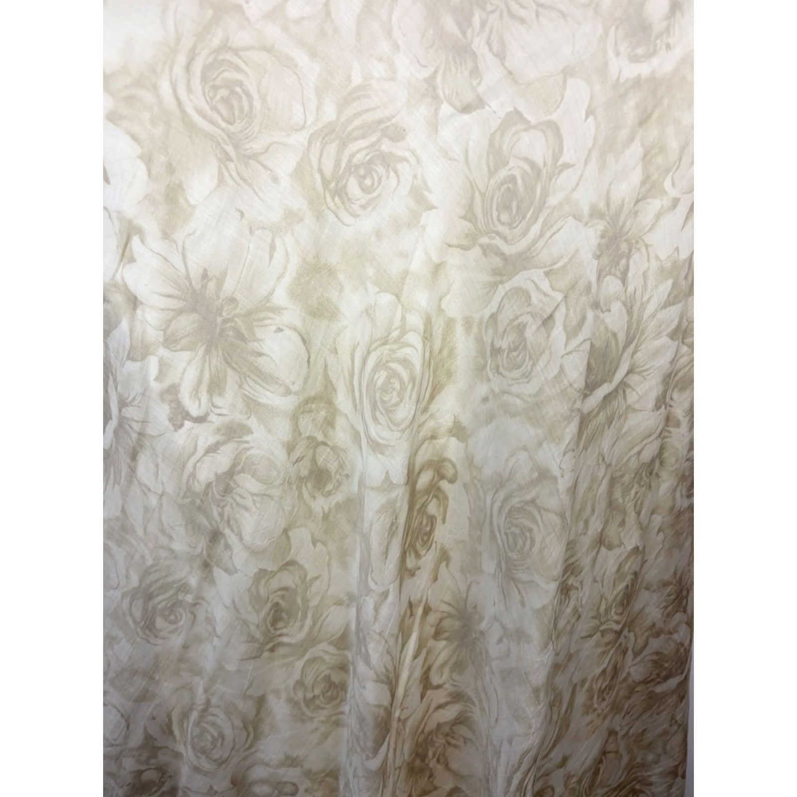 Talbots VINTAGE Talbots Floral Midi Dress Womens 12 Ivory Zip Round Neck Short Sleeve Side Slit Sheath 80s 90s Classic Size XL / US 12-14 / IT 48-50 - 4 Thumbnail
