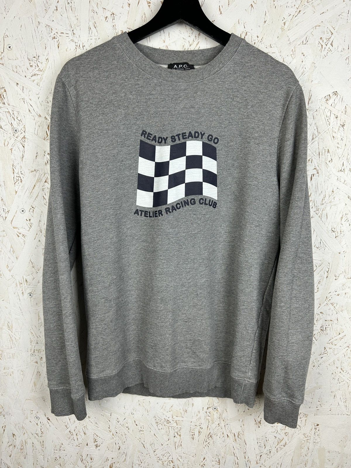 A.P.C. APC Ready Steady Go Racing Check Sweatshirt Crewneck Grey L Size US L / EU 52-54 / 3 - 1 Thumbnail