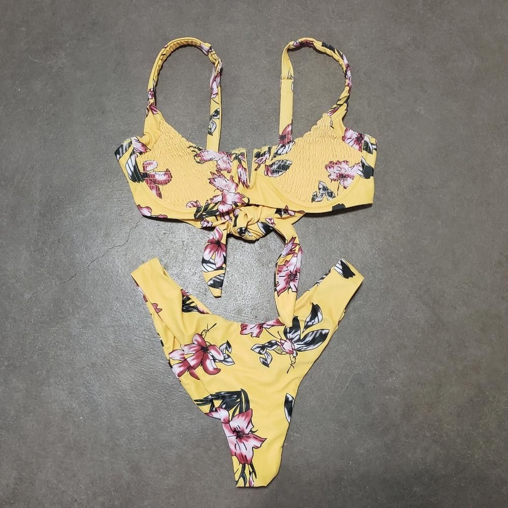 Designer Multicolored Floral Zaful Bikini Set Size ONE SIZE - 1 Thumbnail