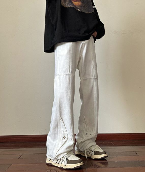 Japanese Brand Men's High-Street Vibe Slim-Fit Flared Cargo Jeans Size US 32 / EU 48 - 4 Thumbnail