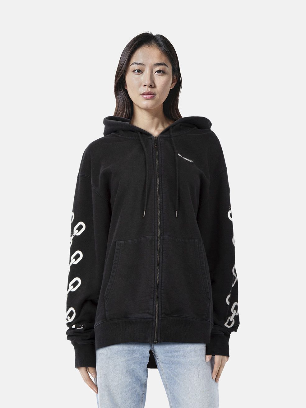 Off-White Black Logo Chain Zip Up Hoodie Size XL / US 12-14 / IT 48-50 - 1 Thumbnail
