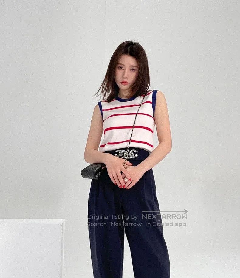 Louis Vuitton Louis Vuitton Navy Red Patchwork Striped Sleeveless Sweate Size L / US 10 / IT 46 - 1 Thumbnail