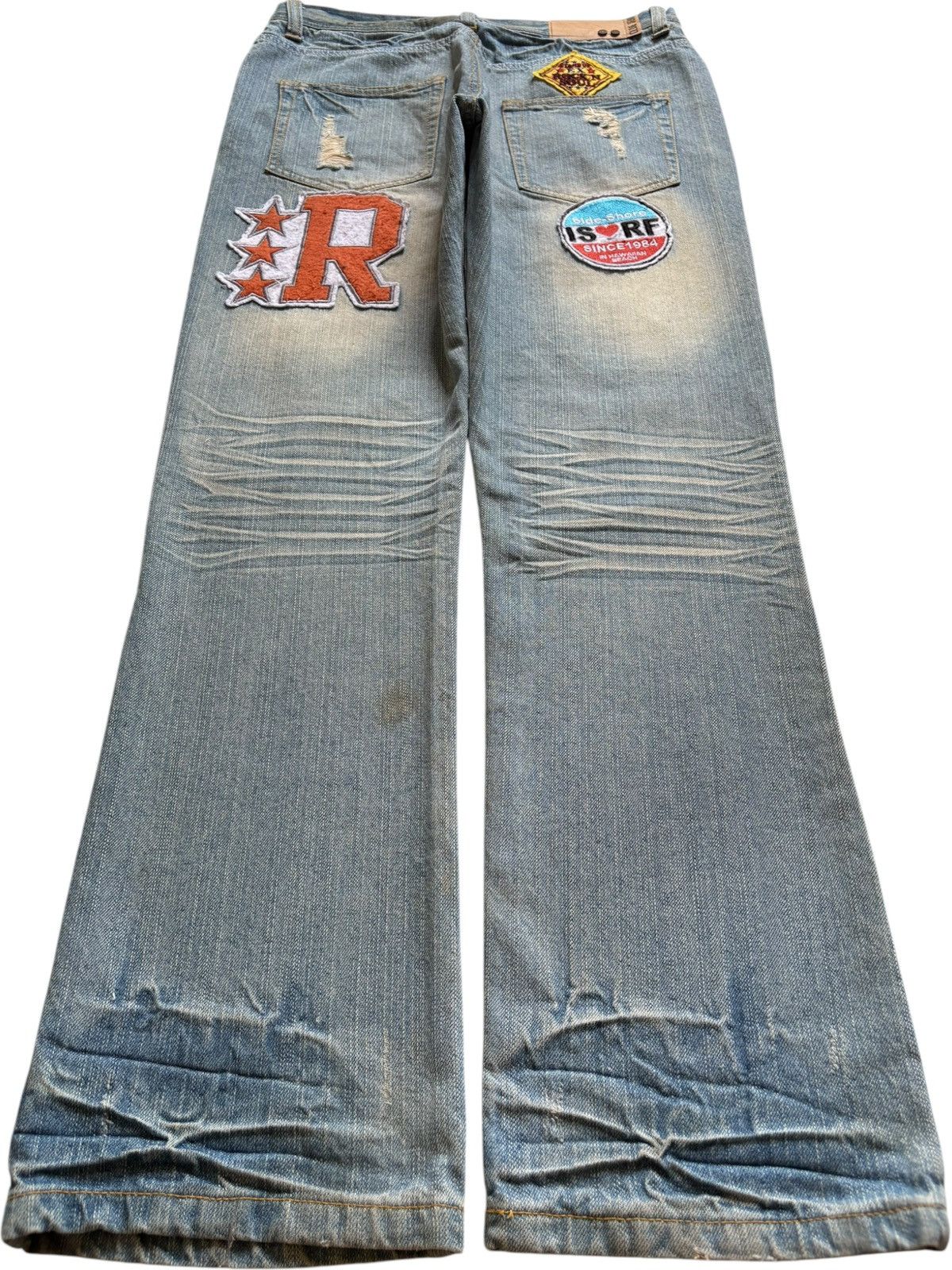 Japanese Brand Vintage Japanese Brand Mud Wash Patch Distress Loose Jeans Size US 34 / EU 50 - 2 Thumbnail