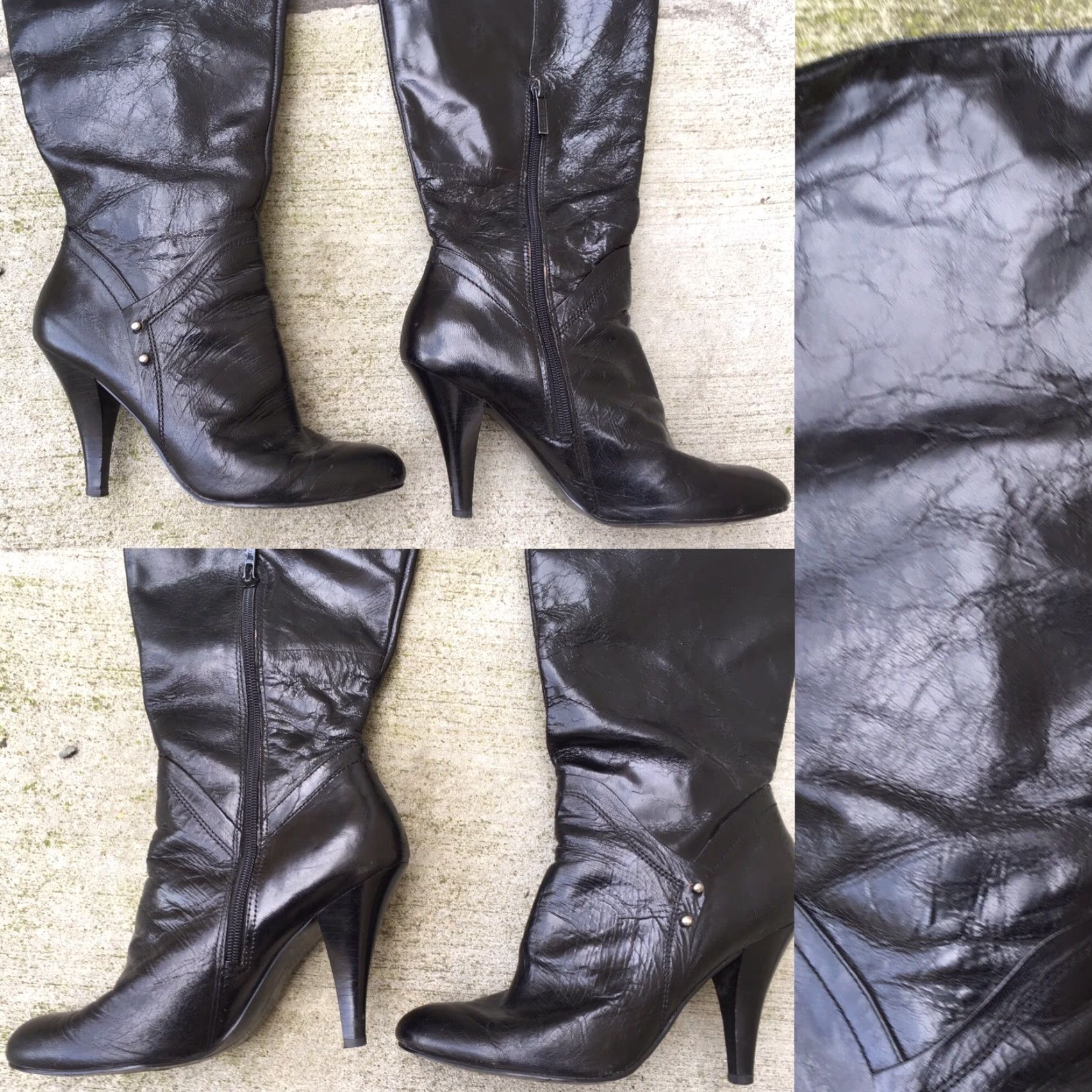 Nine West VINTAGE Nine West Black Leather Distressed Knee High Boots M Size US 8 / IT 38 - 7 Thumbnail