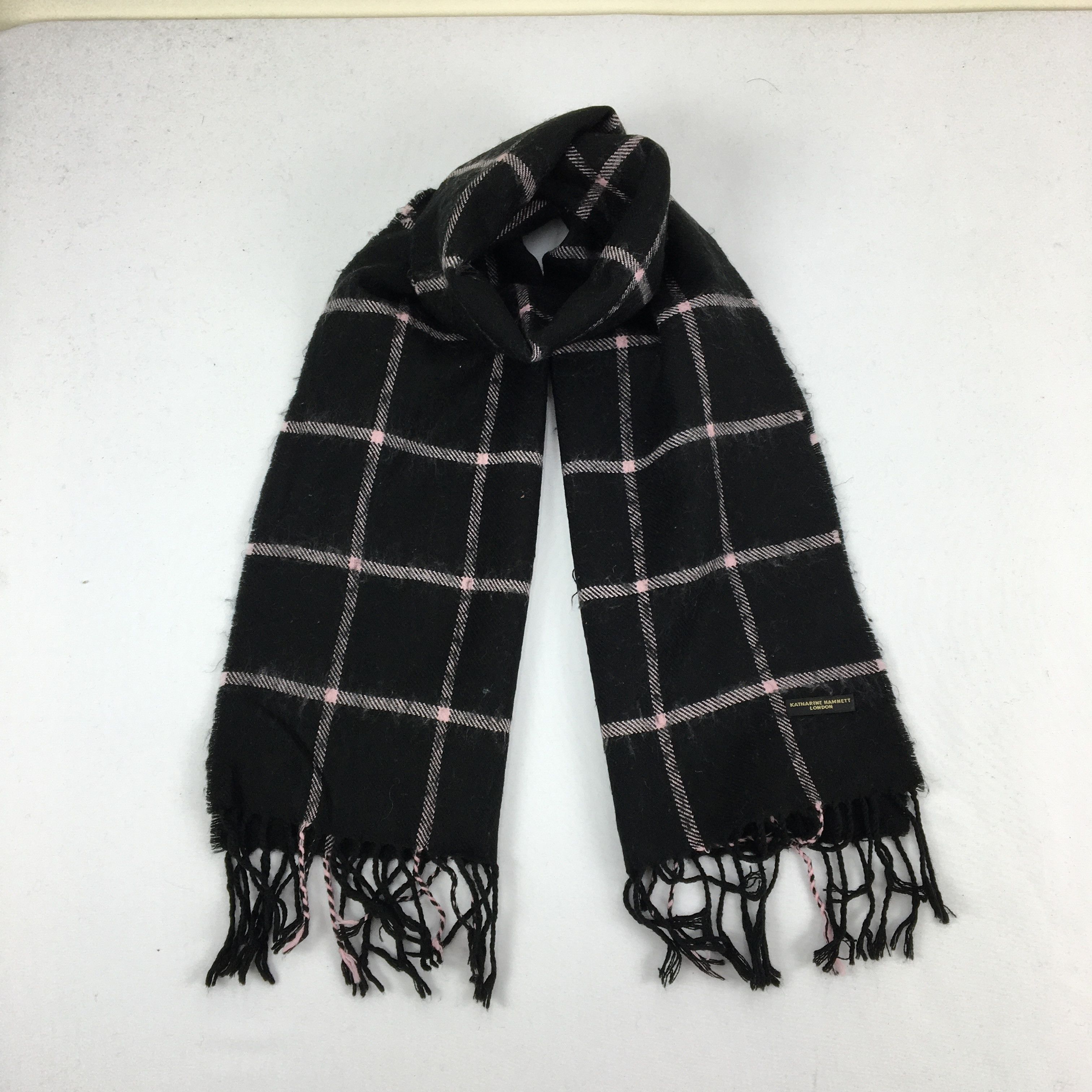 Katharine Hamnett London Vintage Katharine Hamnett Scarf Muffler Wool Check Scarves Size ONE SIZE - 1 Thumbnail