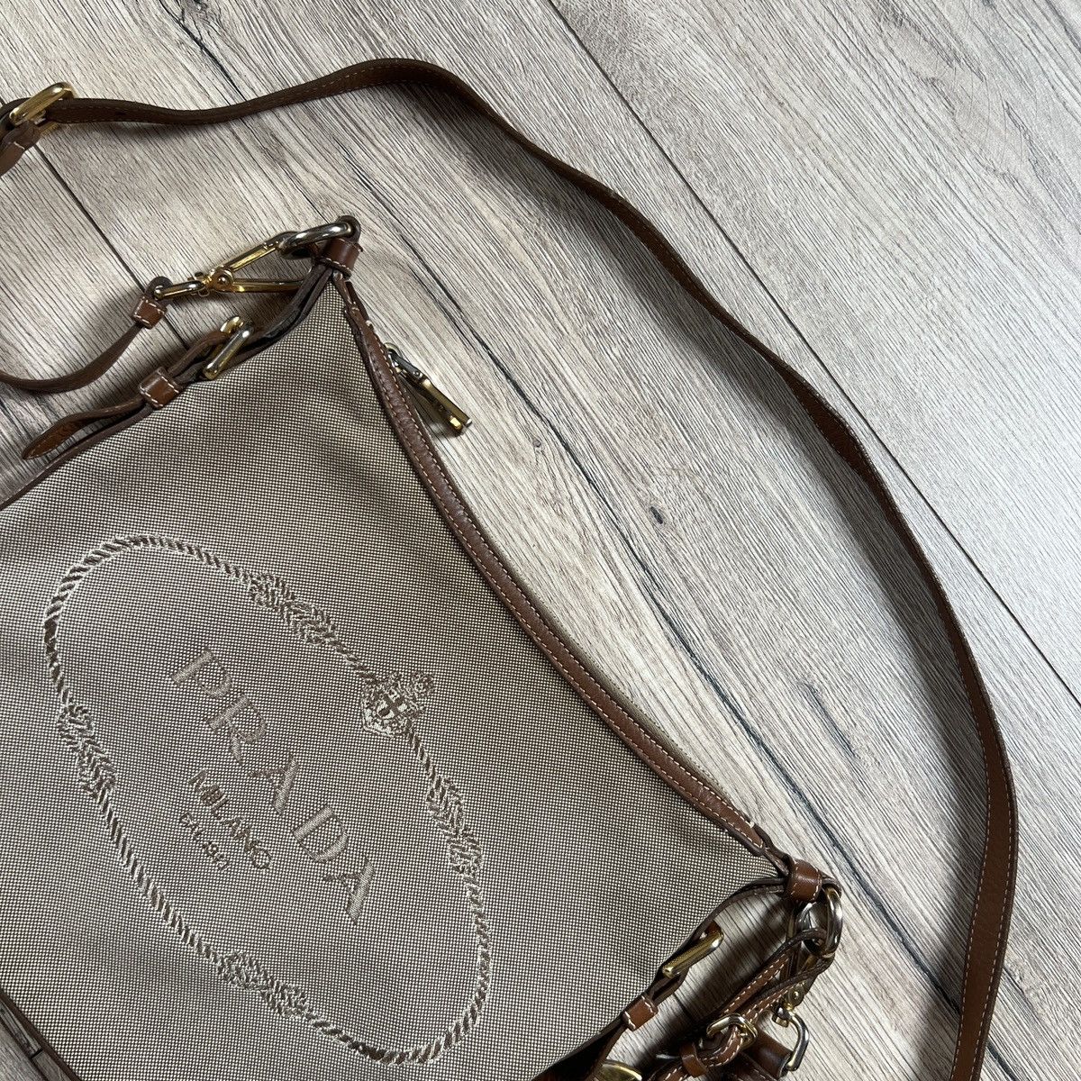 Prada Prada Crossbody Mini Bag Cloth Leather Big Logo Size ONE SIZE - 5 Thumbnail