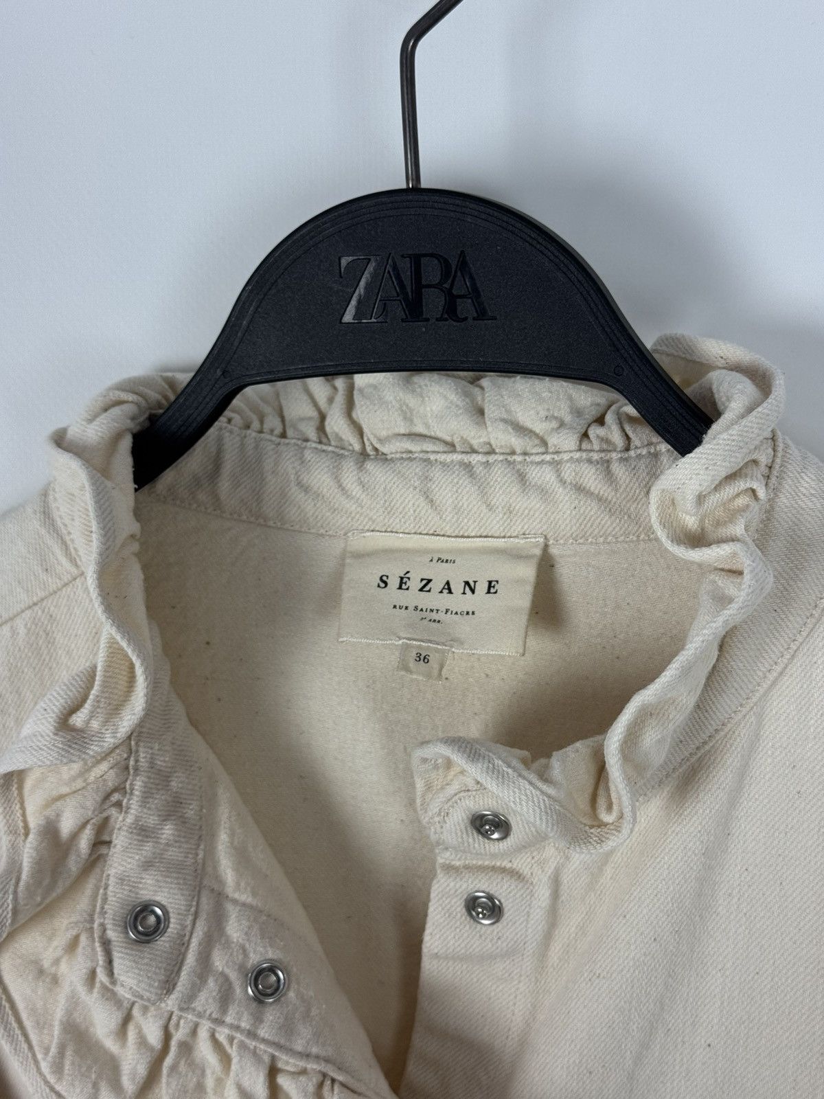 Sezane Sezane Eva Shirt Mottled Ecru Overshirt Size XS / US 0-2 / IT 36-38 - 9 Thumbnail
