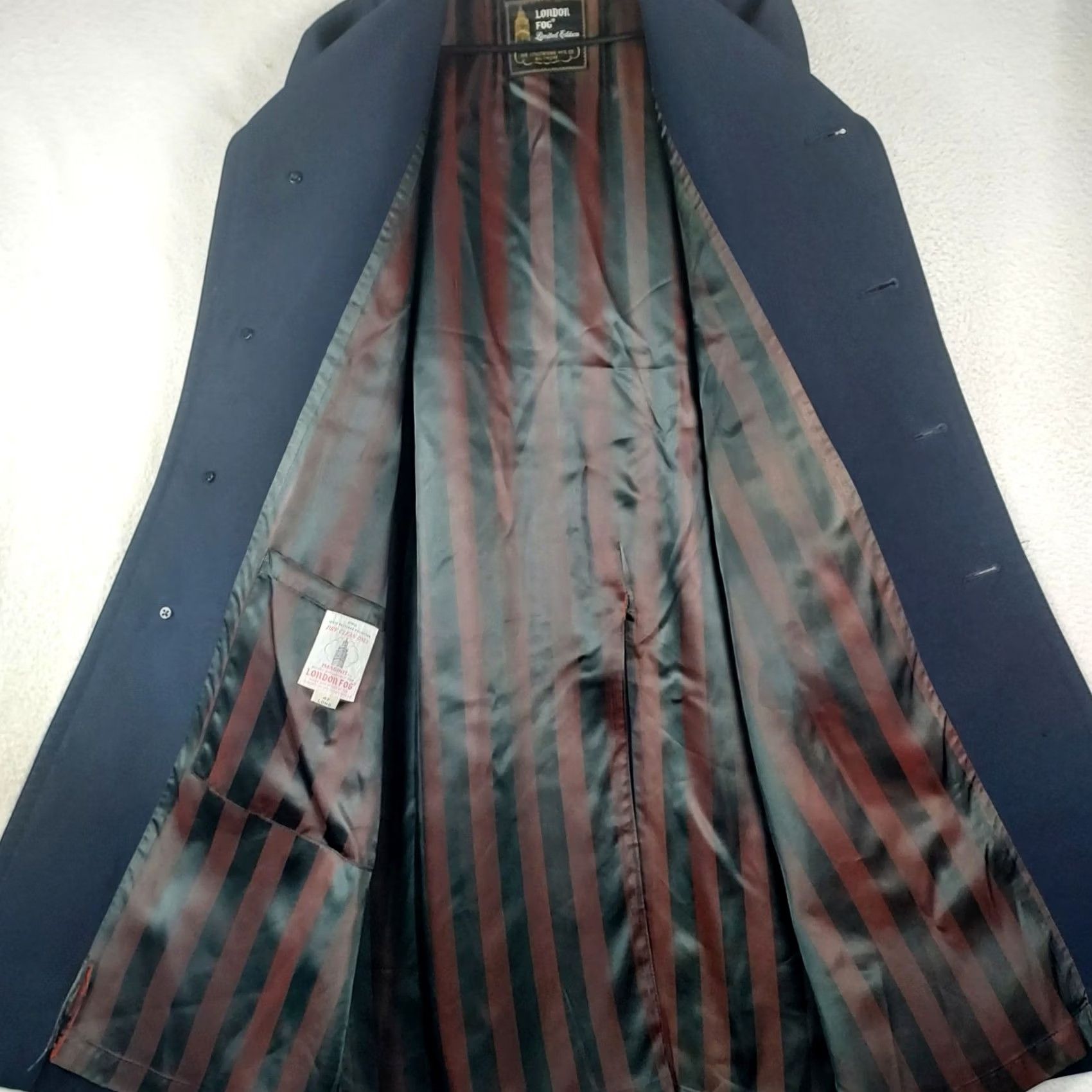 London Fog London Fog Limited Edition Mens Overcoat 42 Long Navy Button Front USA Made Size US XS / EU 42 / 0 - 3 Thumbnail