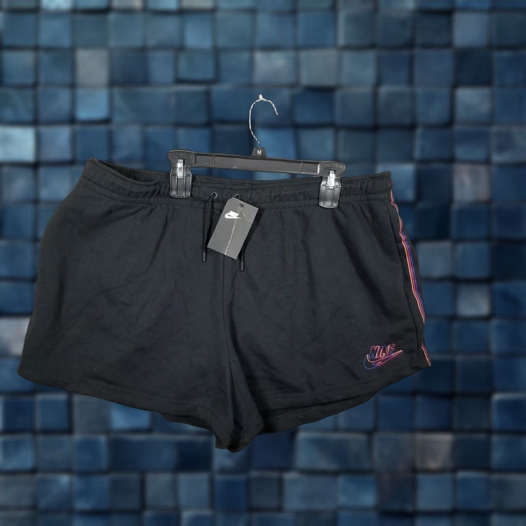 Nike Nike Shorts Womens 2X Black Plus Size Rainbow Logo Stripe Swoosh DM7973-010 Size 40" / US 18 - 1 Thumbnail