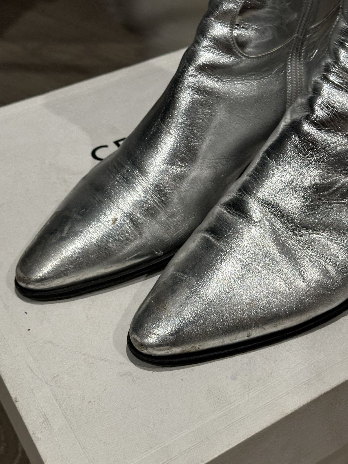 Celine × Hedi Slimane SS19 Silver Jacno 60mm Boots 41 Size US 8.5 / EU 41-42 - 6 Thumbnail
