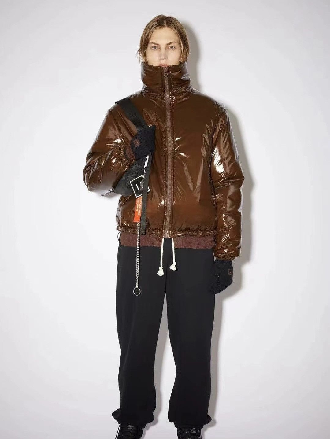 image of Acne Studios Nylon Buffet Jacket in Brown, Men's (Size 2XL)