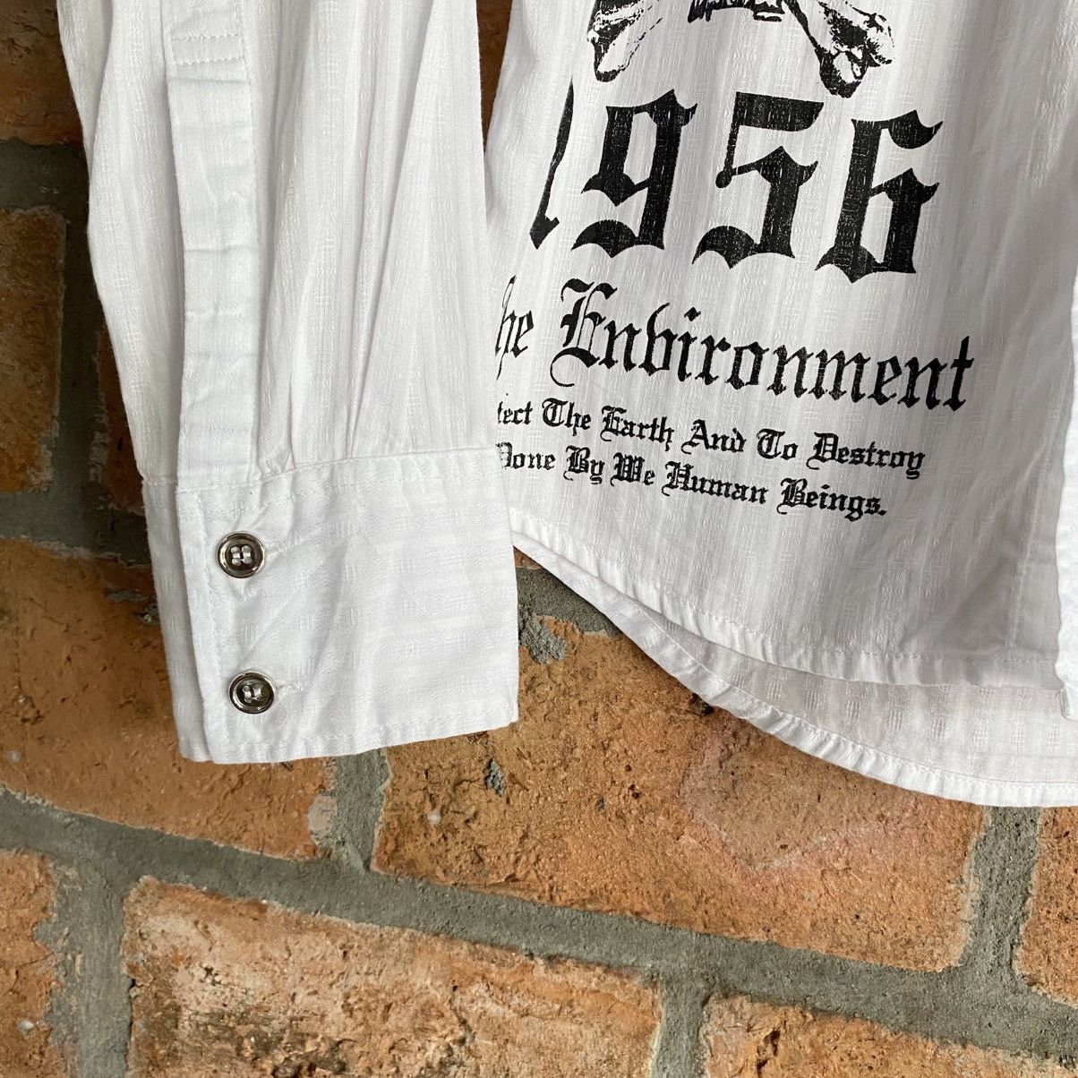 Japanese Brand Wild Life Y2K Punk White Graphic Print Shirt Size M / US 6-8 / IT 42-44 - 4 Thumbnail