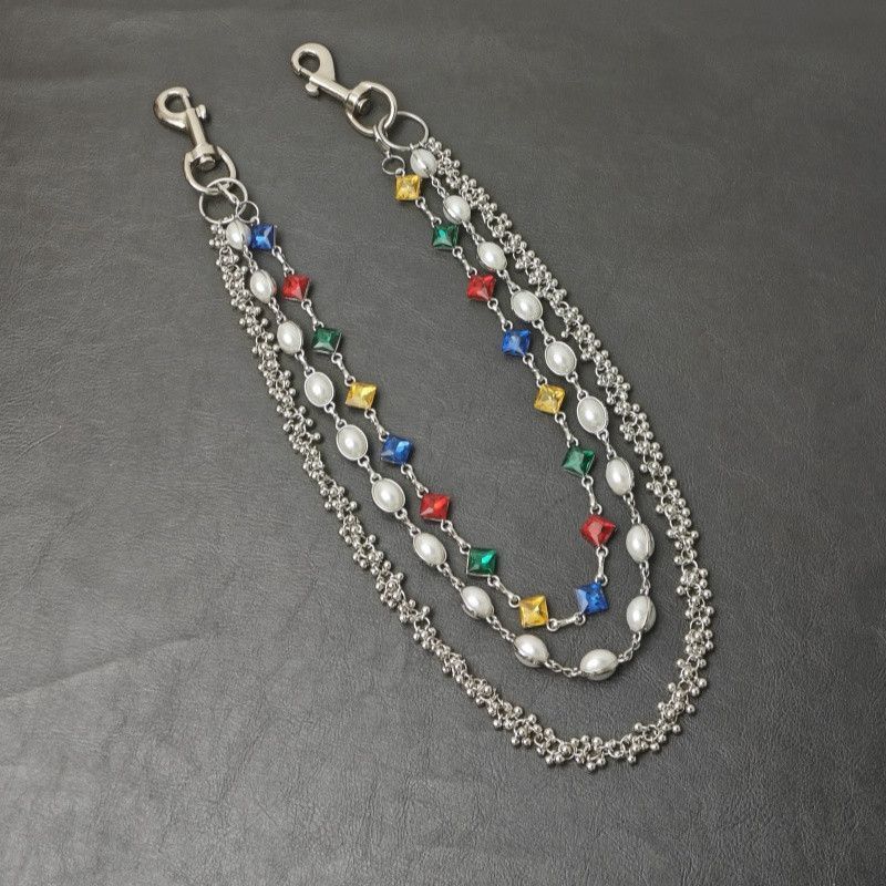 Japanese Brand Delicate Color Rhinestone 3 Layers Pearl Pants Chain Size ONE SIZE - 1 Thumbnail
