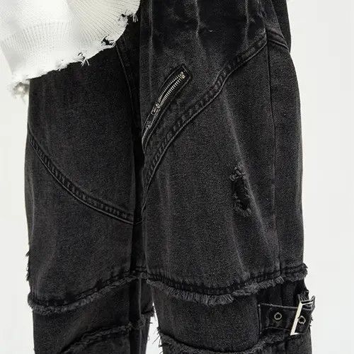 VIBE Black Ripped Stacked Baggy Pants Size US 34 / EU 50 - 5 Thumbnail