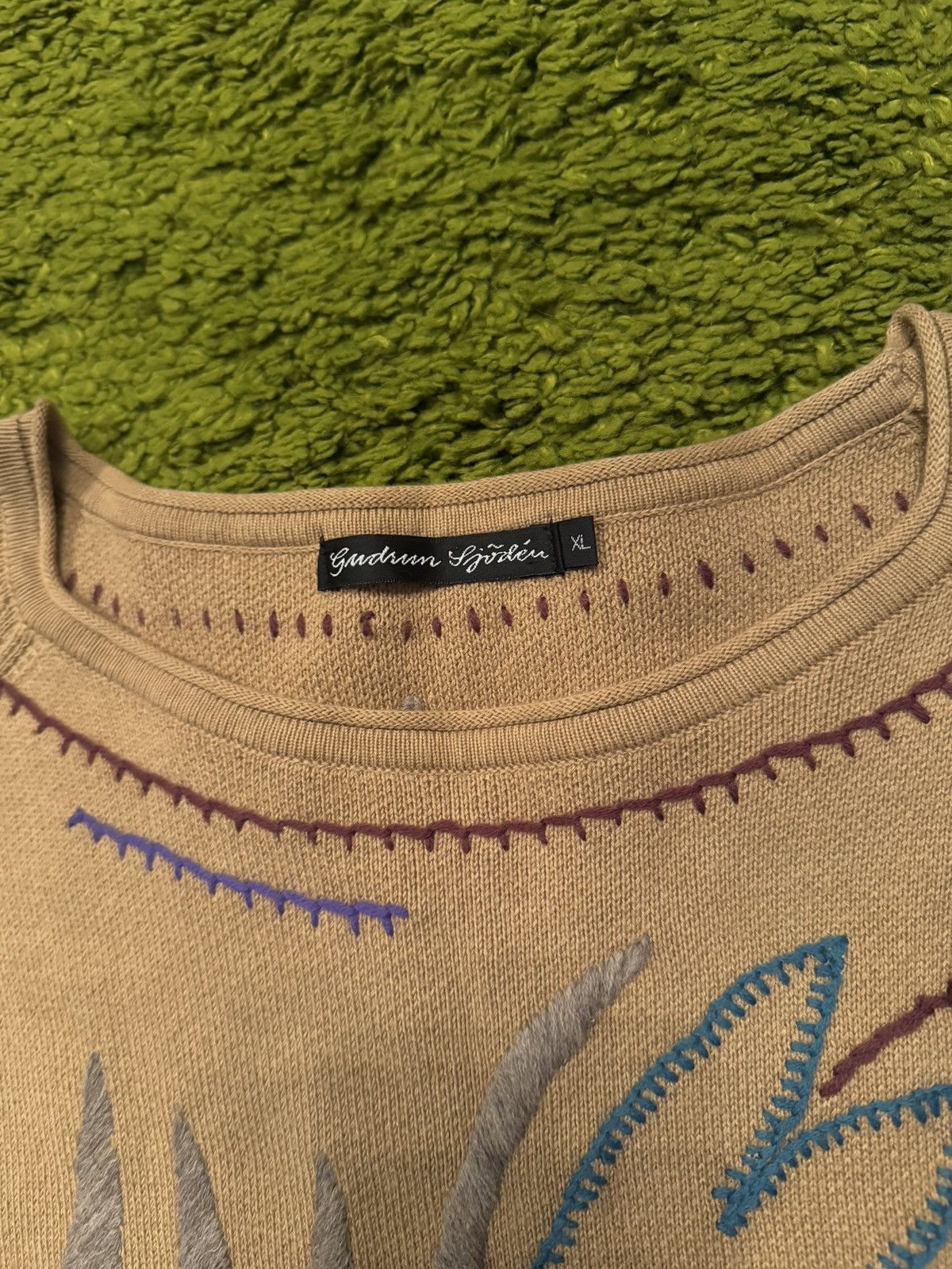 Designer Gudrun Sjoden avant garde embroidered floral pattern sweater Size XL / US 12-14 / IT 48-50 - 6 Thumbnail
