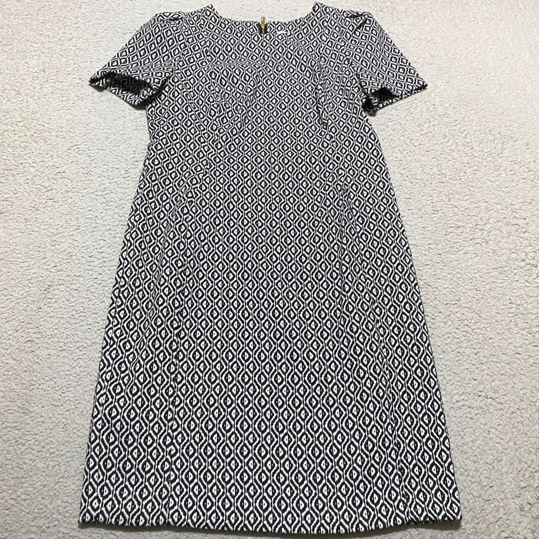 Calvin Klein Calvin Klein Dress Womens 12P Black Geometric Short Sleeve Round Neck Sheath Size 34" / US 12 / IT 48 - 2 Thumbnail