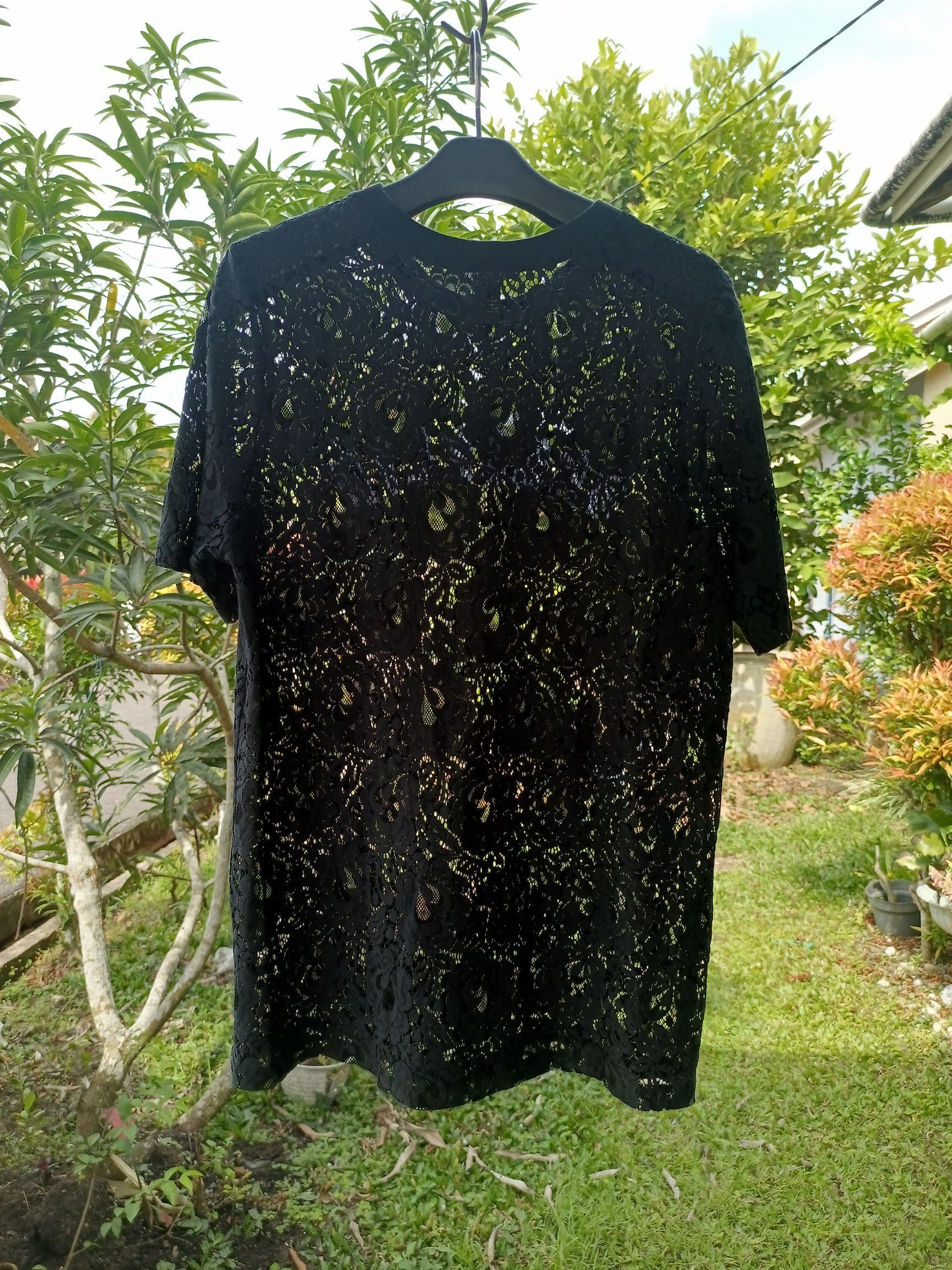 Forever 21 × Japanese Brand Black Lace/Black brocade Brooklyn Short Sleeve Size US L / EU 52-54 / 3 - 3 Thumbnail