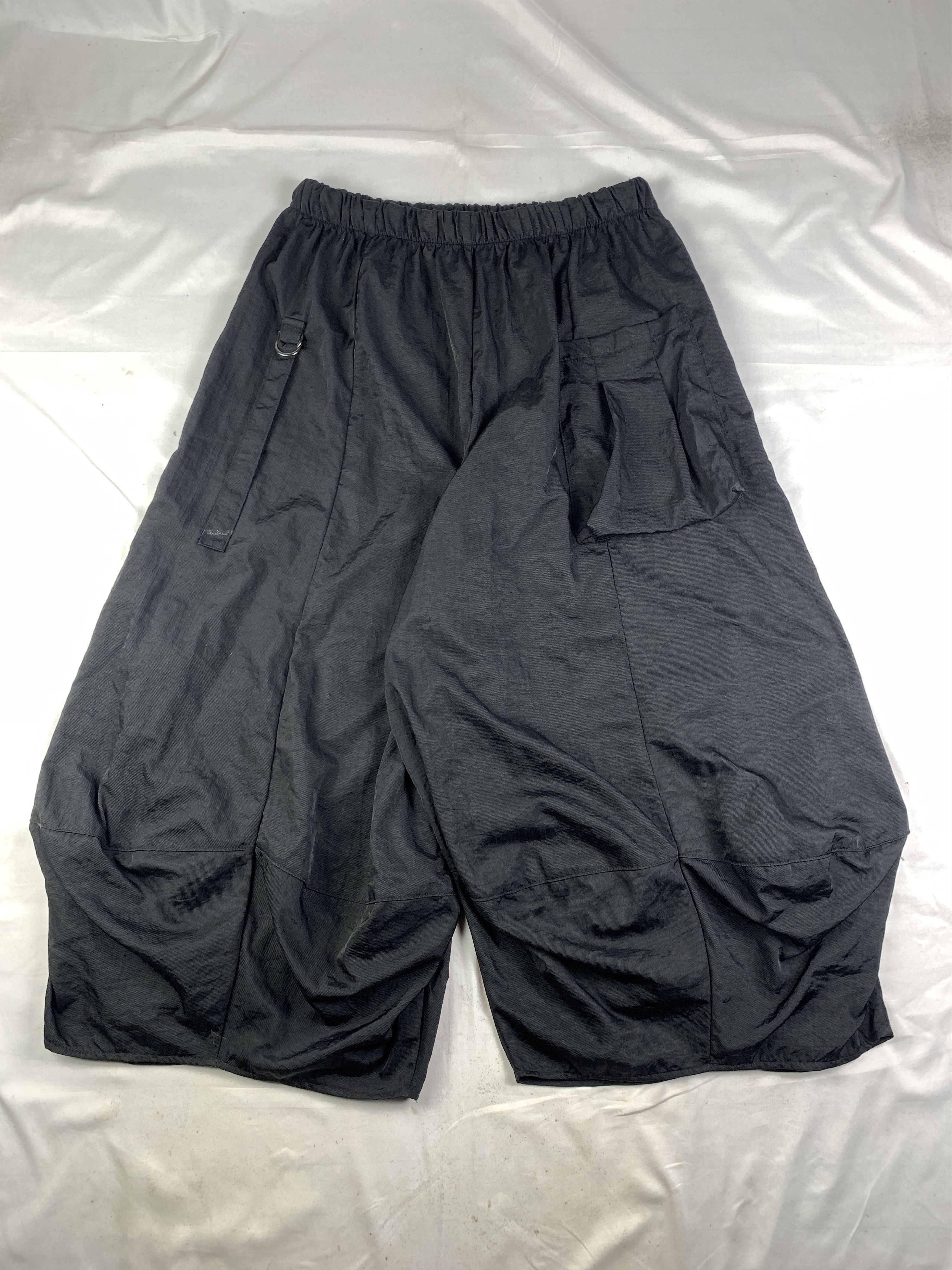 Japanese Brand Sanaya Shiny Black Super Big Balloon Nylon Pants (30-36) Size 31" - 1 Thumbnail