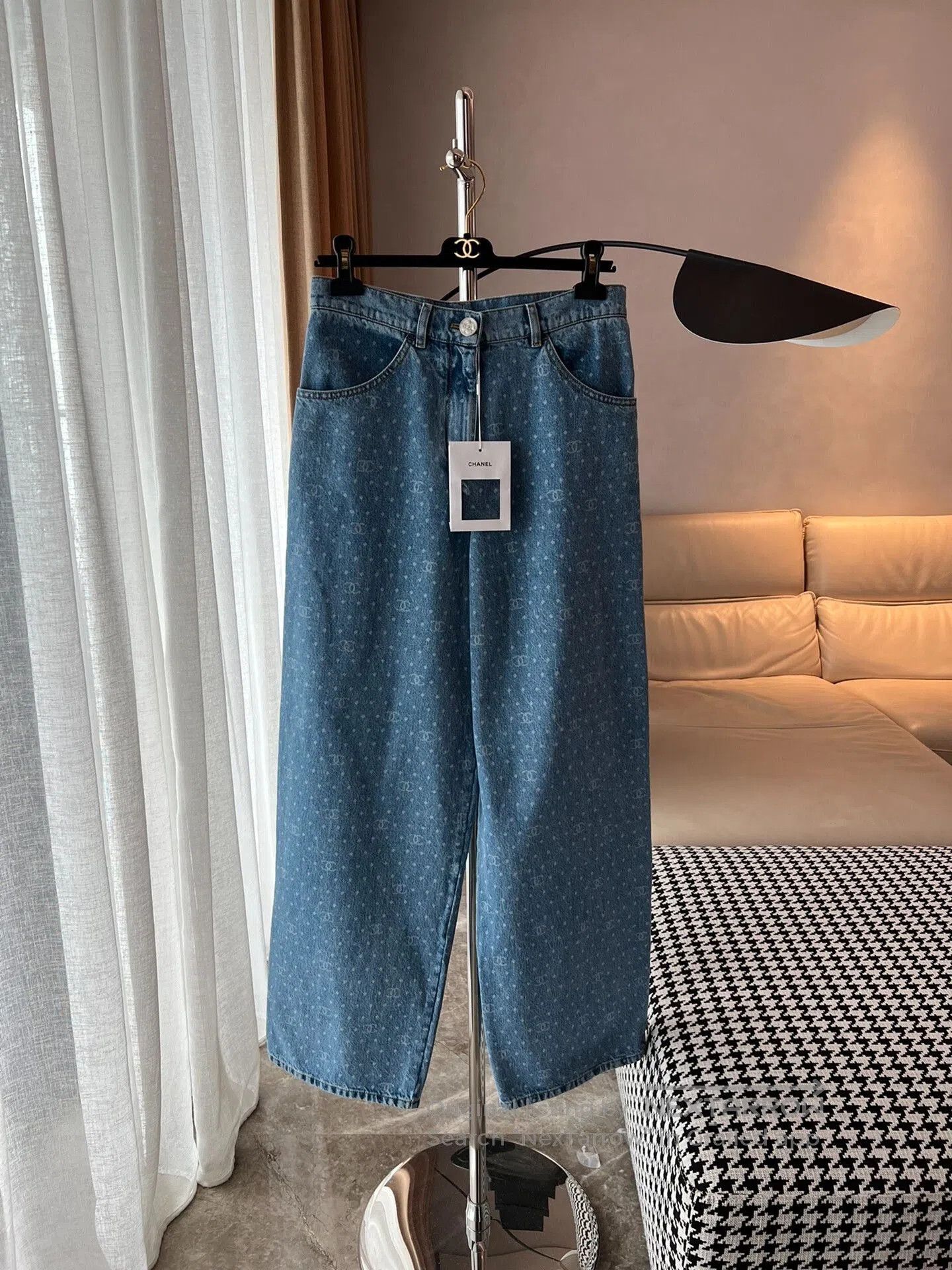 CHANEL Wide-Leg Light Blue Jeans.