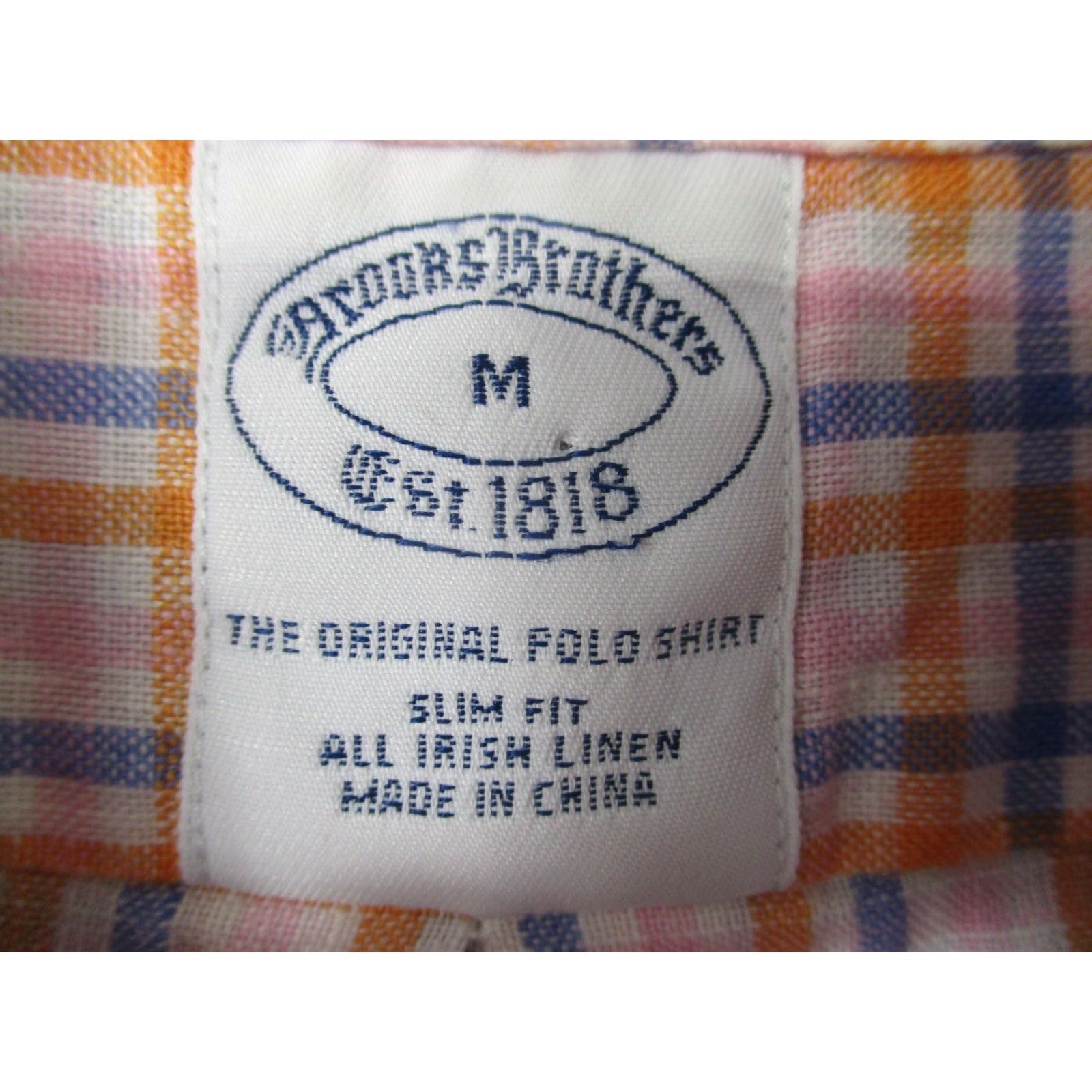 Brooks Brothers Brooks Brothers Shirt Mens Medium Pink Orange Blue Plaid Linen Button Down Size US M / EU 48-50 / 2 - 4 Thumbnail
