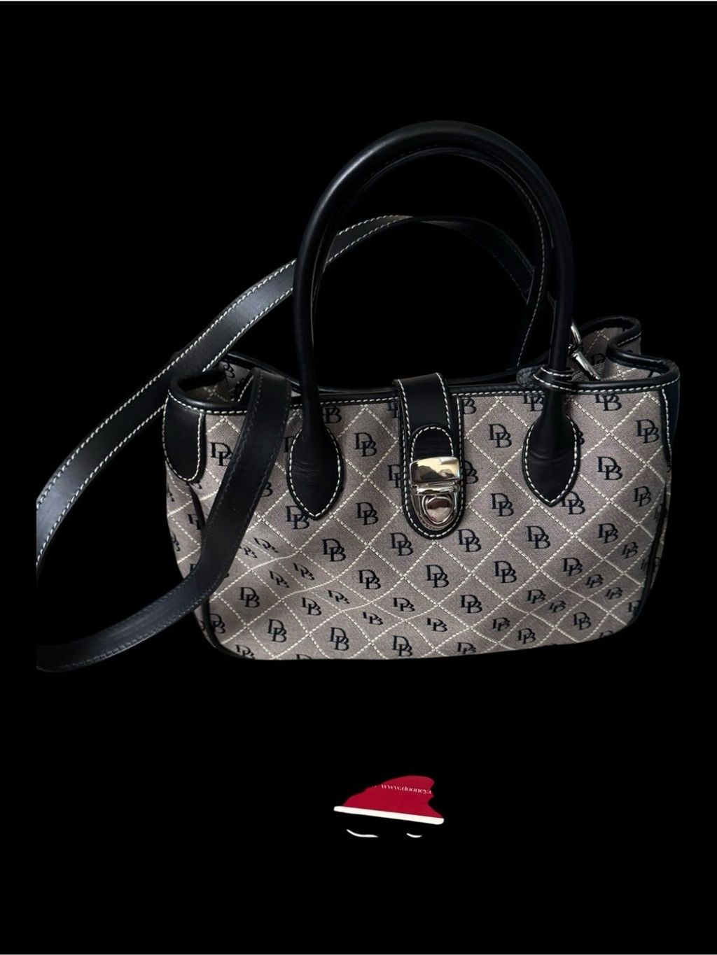 Dooney & Bourke Dooney & Bourke Black Monogram Satchel with Black Trim Size ONE SIZE - 3 Thumbnail