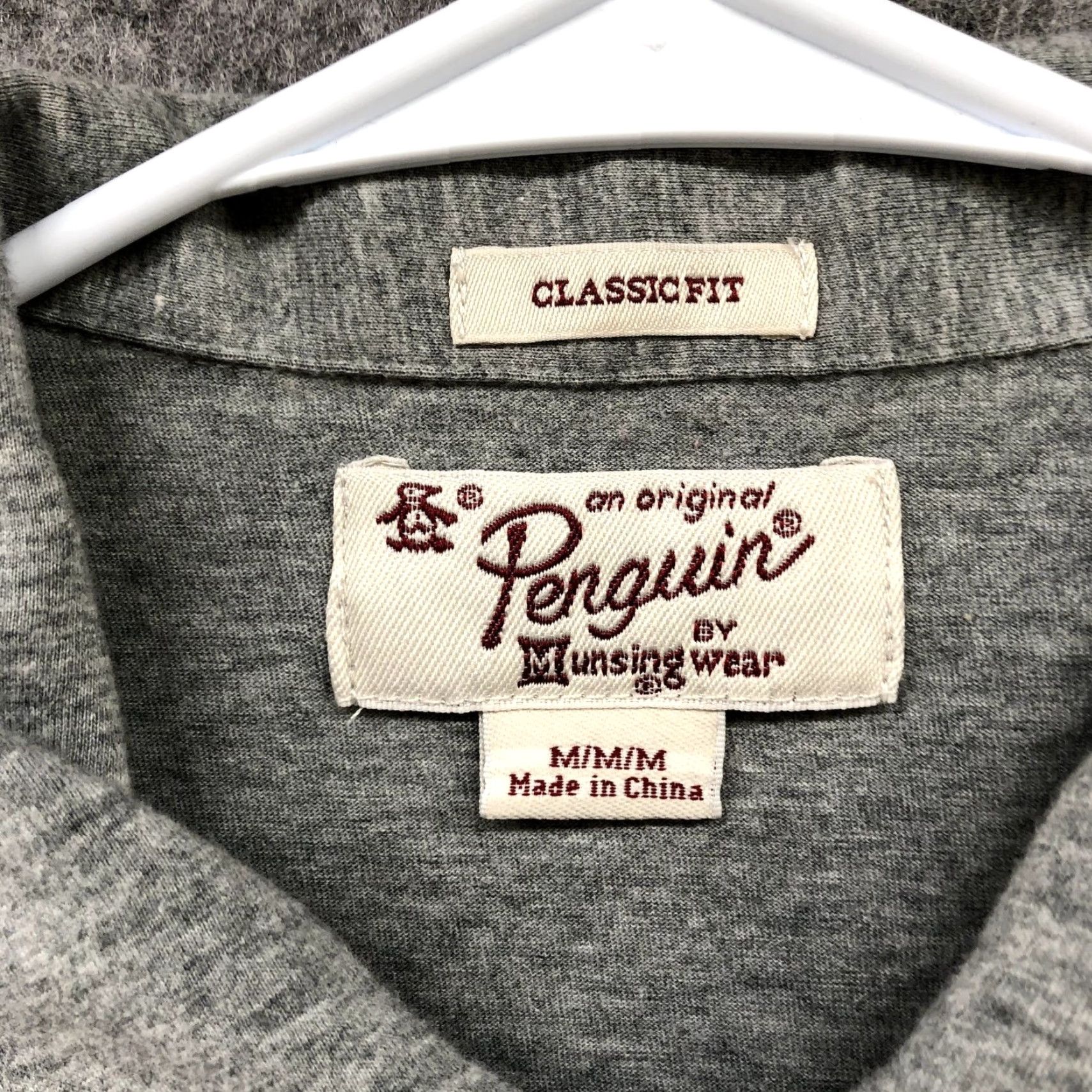 Vintage PENGUIN Polo Shirt Gray M Mens Medium Cotton Blend Shirt 1990s/2000s? Size US M / EU 48-50 / 2 - 7 Thumbnail