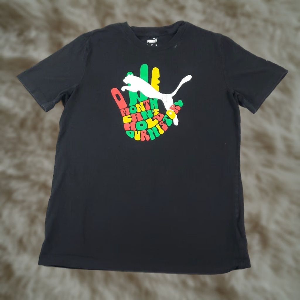 Puma PUMA T-Shirt Mens Size Medium Black Logo Short Sleeve Crew Neck Casual Cotton Blend Unisex Adults 90s Sports Theme Mens Size US M / EU 48-50 / 2 - 1 Thumbnail