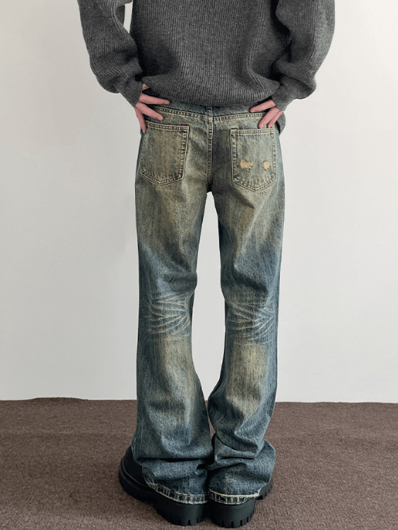 Japanese Brand × Jean Washed distressed American retro cleanfit flared jeans Size US 32 / EU 48 - 6 Thumbnail