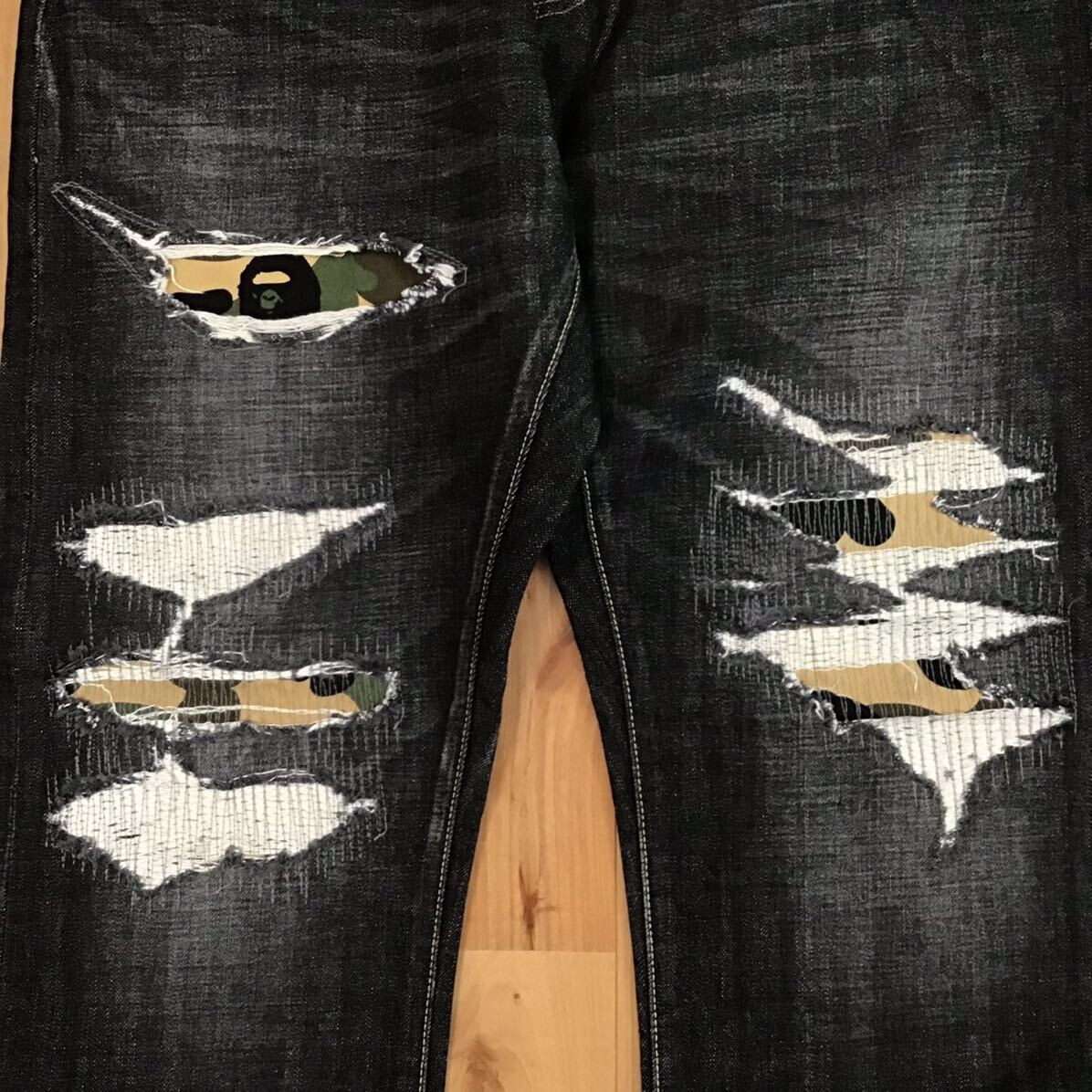 Bape BAPE camo TYPE02 Black Denim Pants a bathing ape ★size XL Size US 32 / EU 48 - 3 Thumbnail
