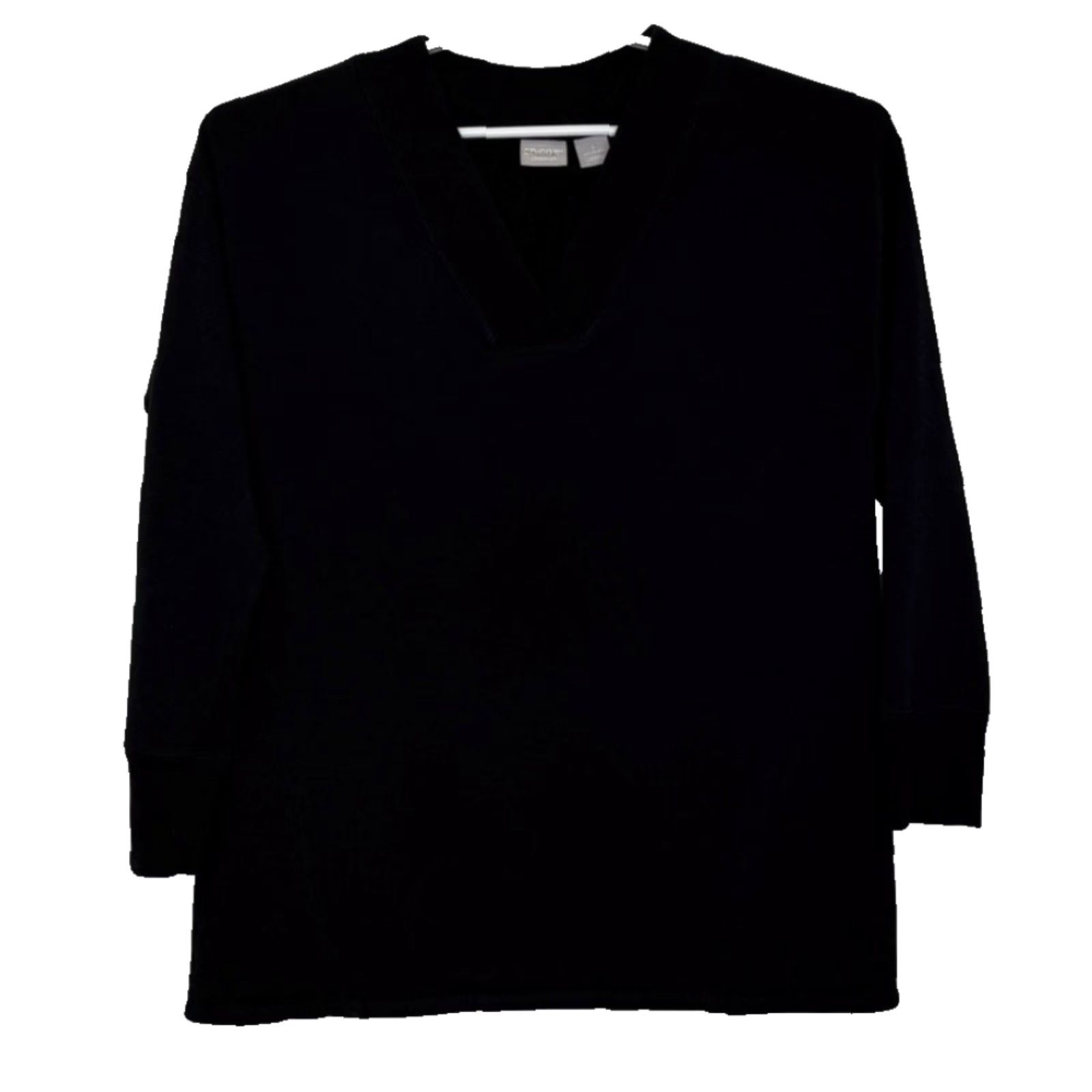 Vintage VINTAGE Chico's Zenergy Pullover T-Shirt Top Womens M Black V-Neck Long Sleeve Stretch Shirt Size M / US 6-8 / IT 42-44 - 2 Thumbnail