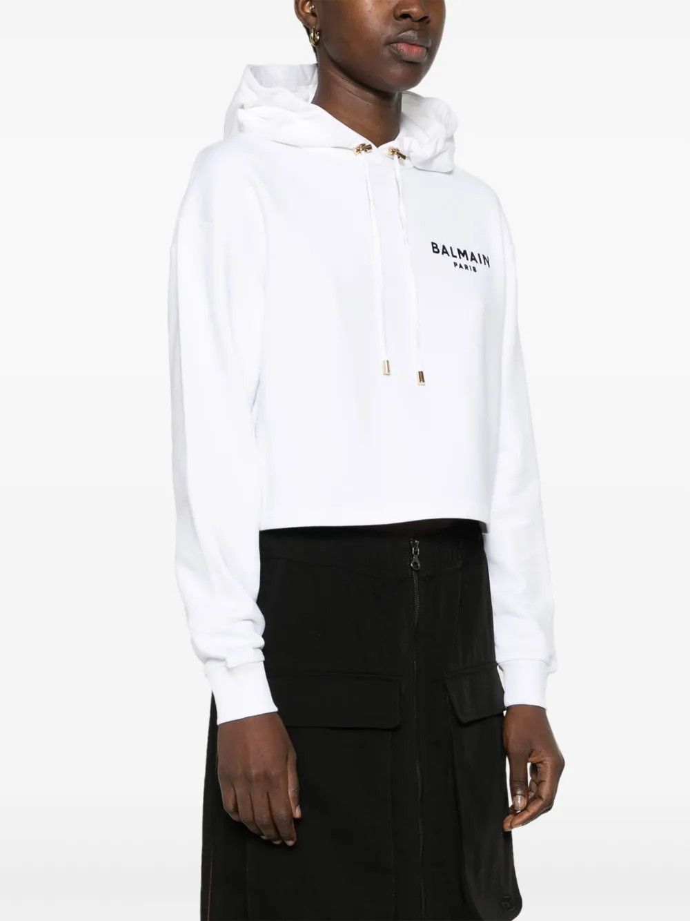 Balmain o1s1wg110825 Logo Print Hoodie in White Size XL / US 12-14 / IT 48-50 - 5 Thumbnail