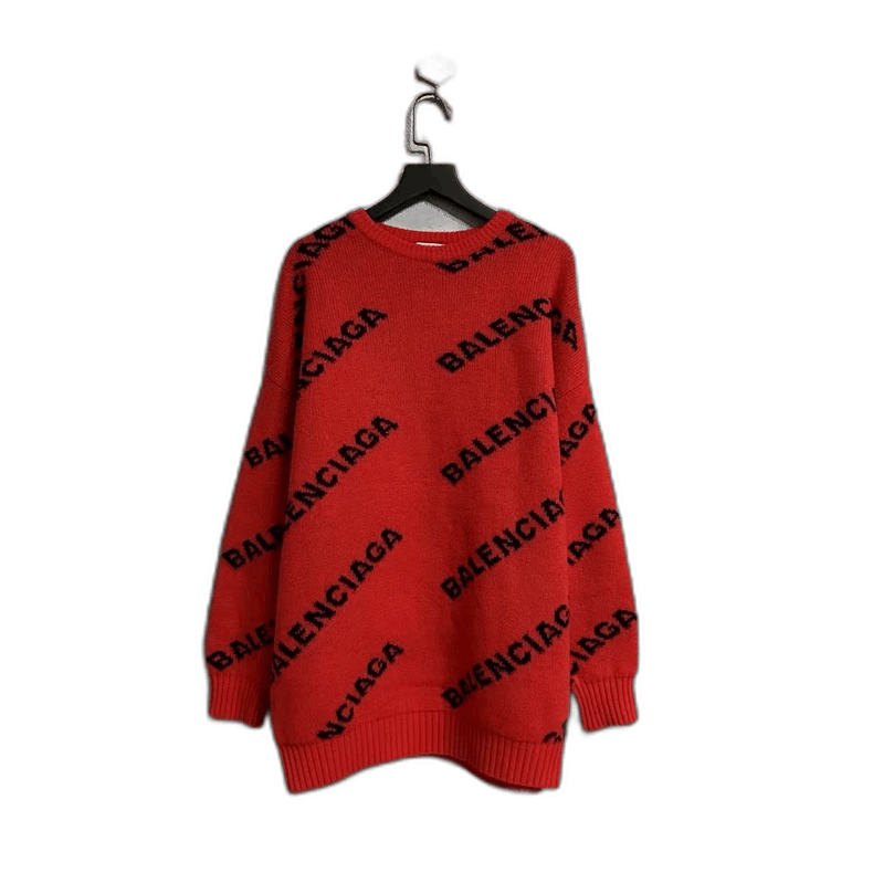 Balenciaga Balenciaga Red Sweater with Logo Print-yf Size US XS / EU 42 / 0 - 1 Thumbnail