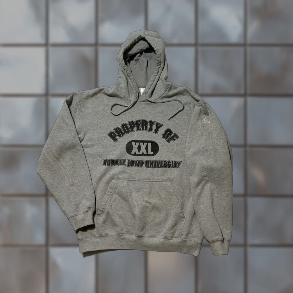 Adidas Adidas Property Of Double Pump University Hoodie XL Adult Heather Gray Pullover Mens Size US XL / EU 56 / 4 - 1 Thumbnail