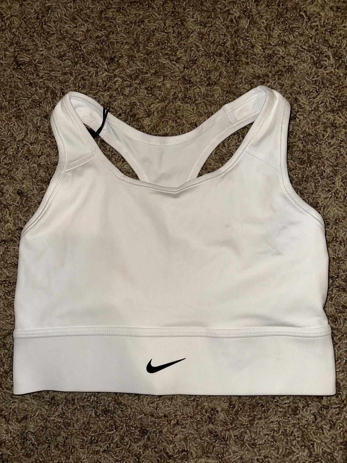 Nike Nike Dri-FIT Medium-Support Padded Sports White/Black Bra Size ONE SIZE - 1 Thumbnail
