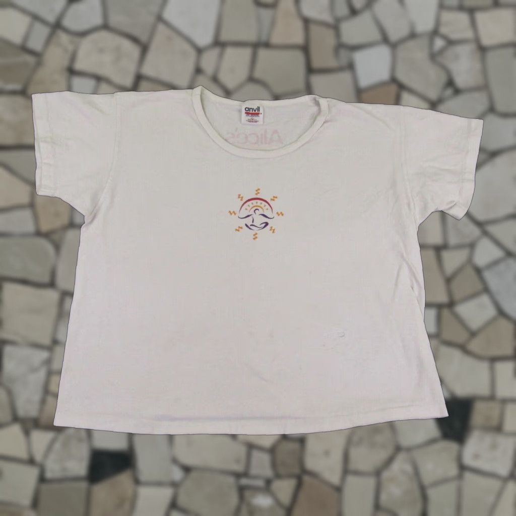 Anvil VINTAGE Now & Zen Fest Shirt Women Large 90s Cotton White Short Sleeve Crew Neck T-Shirt Anvil Logo Pattern Solid Front/Back Tags: None Size L / US 10 / IT 46 - 1 Thumbnail