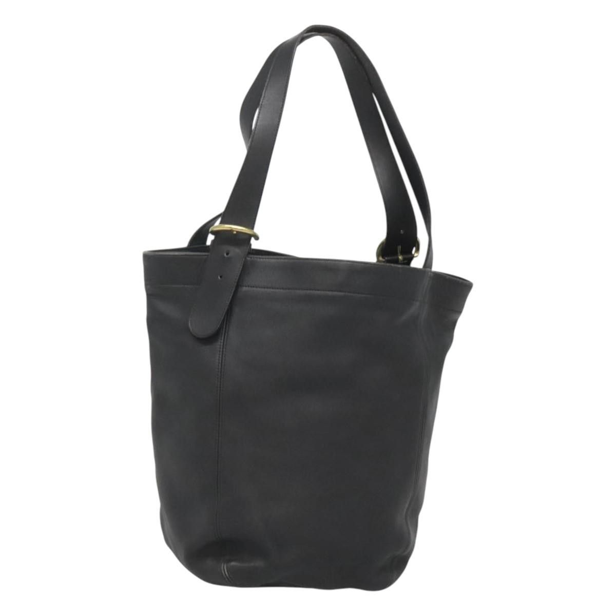 Coach Tote Bag Leather Black Gold Auth Yk18109, Women's