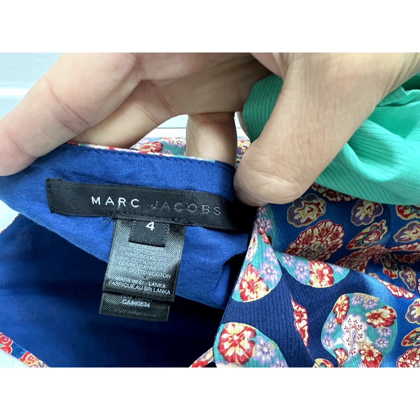 Marc Jacobs red blue flower print camisole top w sash 4 S