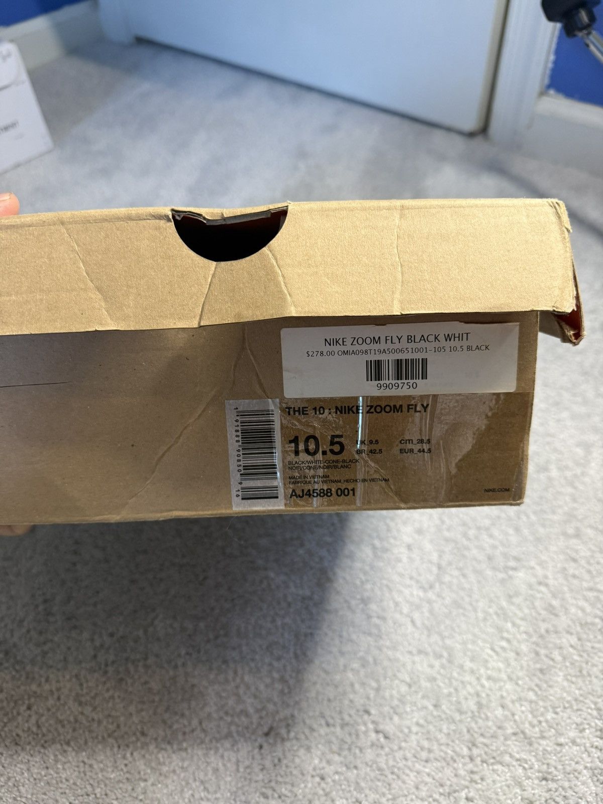 Nike × Off-White OFF-WHITE x Zoom Fly SP Black 2018 Size US 10.5 / EU 43-44 - 9 Thumbnail