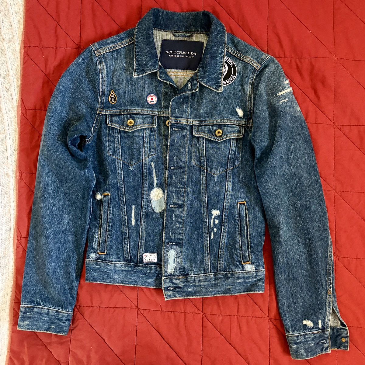 Scotch & Soda Scotch & Soda Distressed Denim Jacket Size US S / EU 44-46 / 1 - 1 Thumbnail