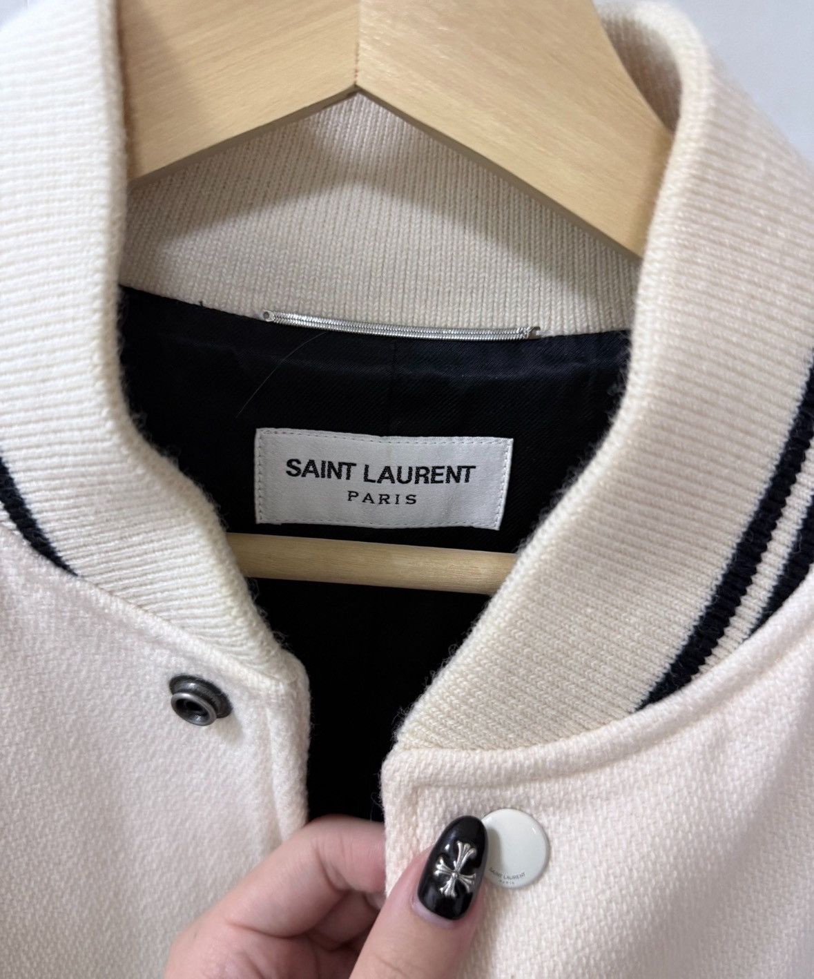 Saint Laurent Paris Saint Laurent Paris 22fw white wool patchwork Teddy jacket Size US S / EU 44-46 / 1 - 4 Thumbnail
