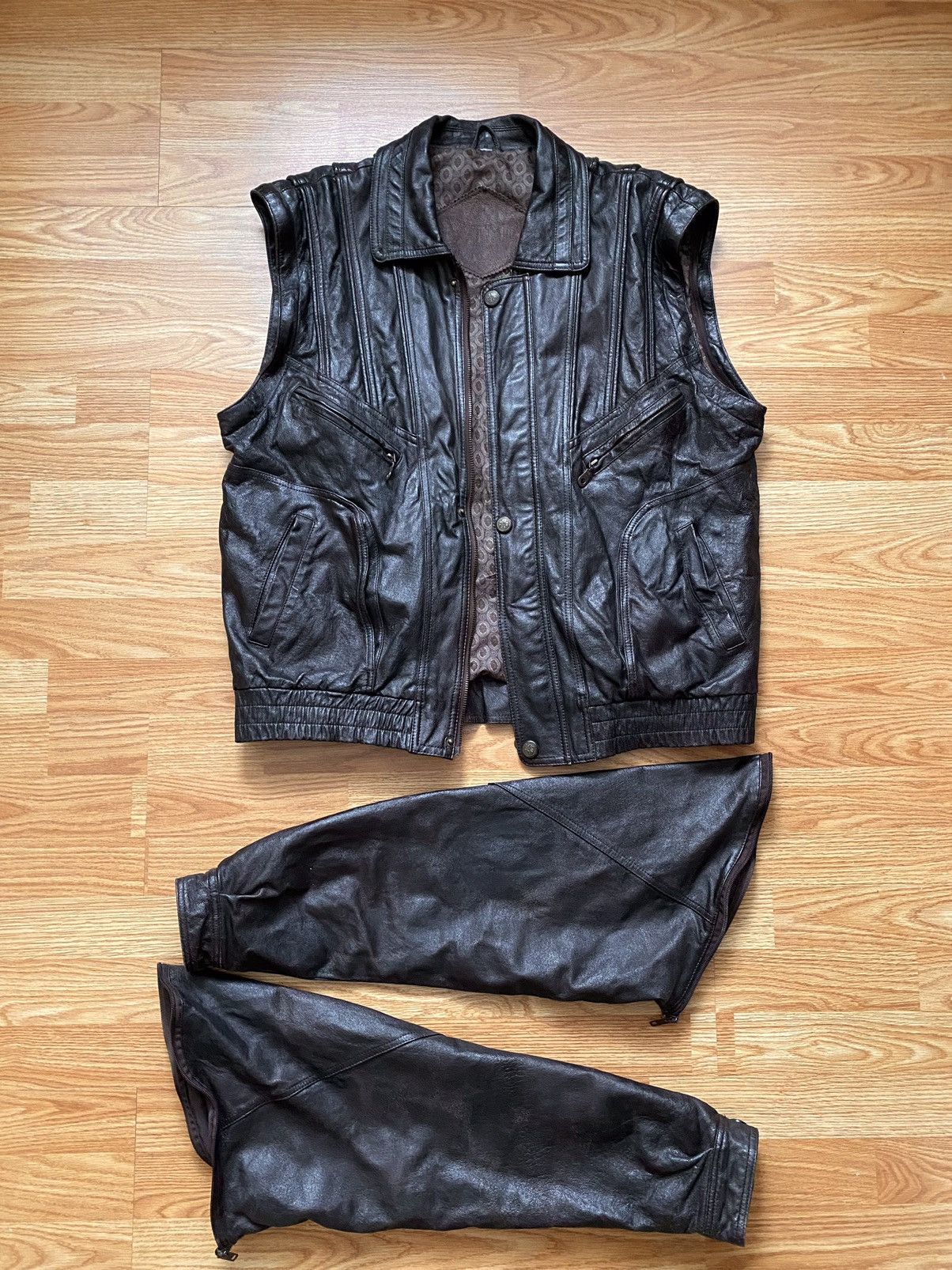 Vintage Vintage Leather Bomber Transformer Vest Jacket YKK Zip 80s Size US M / EU 48-50 / 2 - 3 Thumbnail