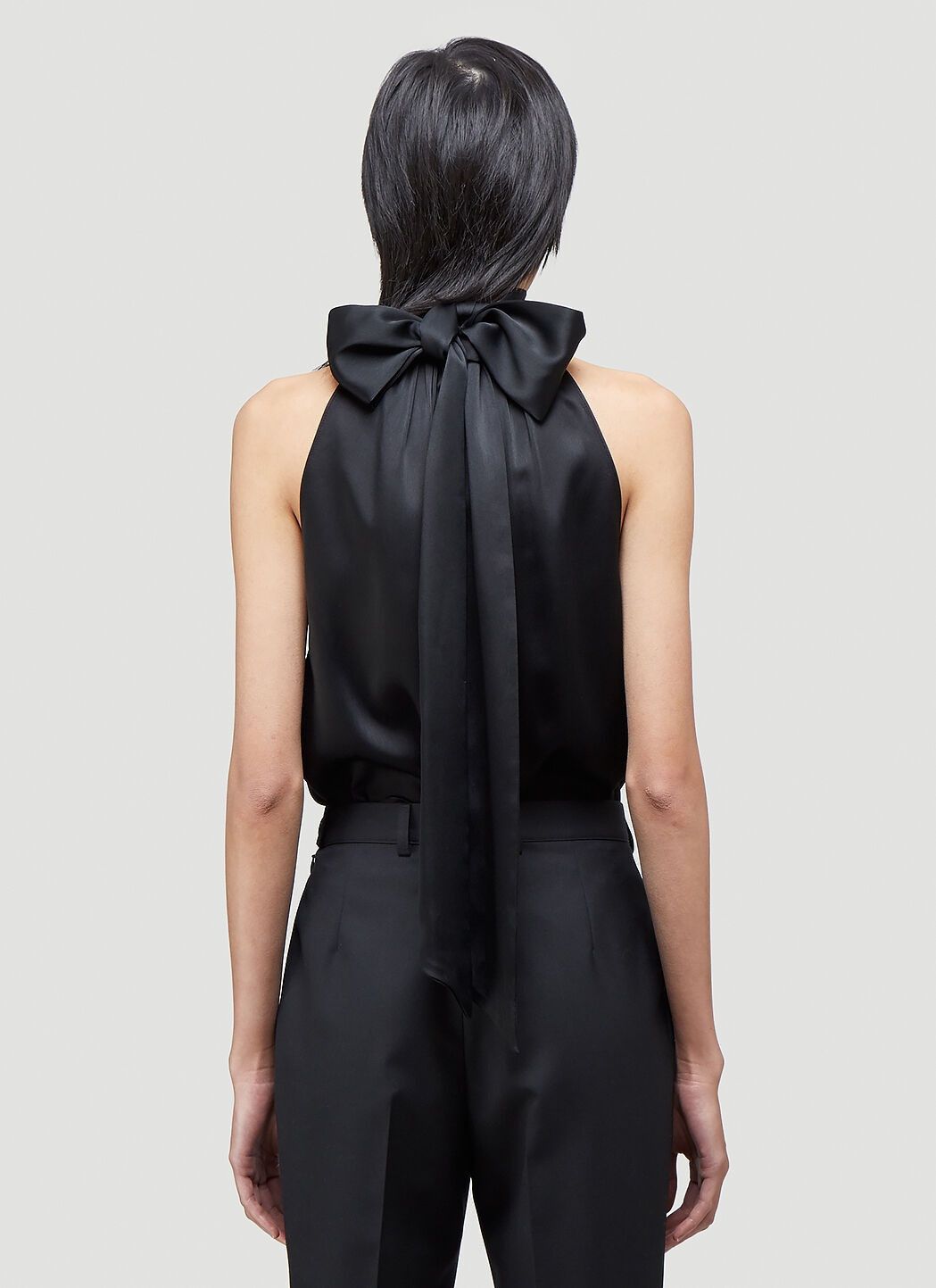 Saint Laurent Paris o1s1wg110125 652320 Lavallière-Neck Sleeveless Blouse Size M / US 6-8 / IT 42-44 - 4 Thumbnail