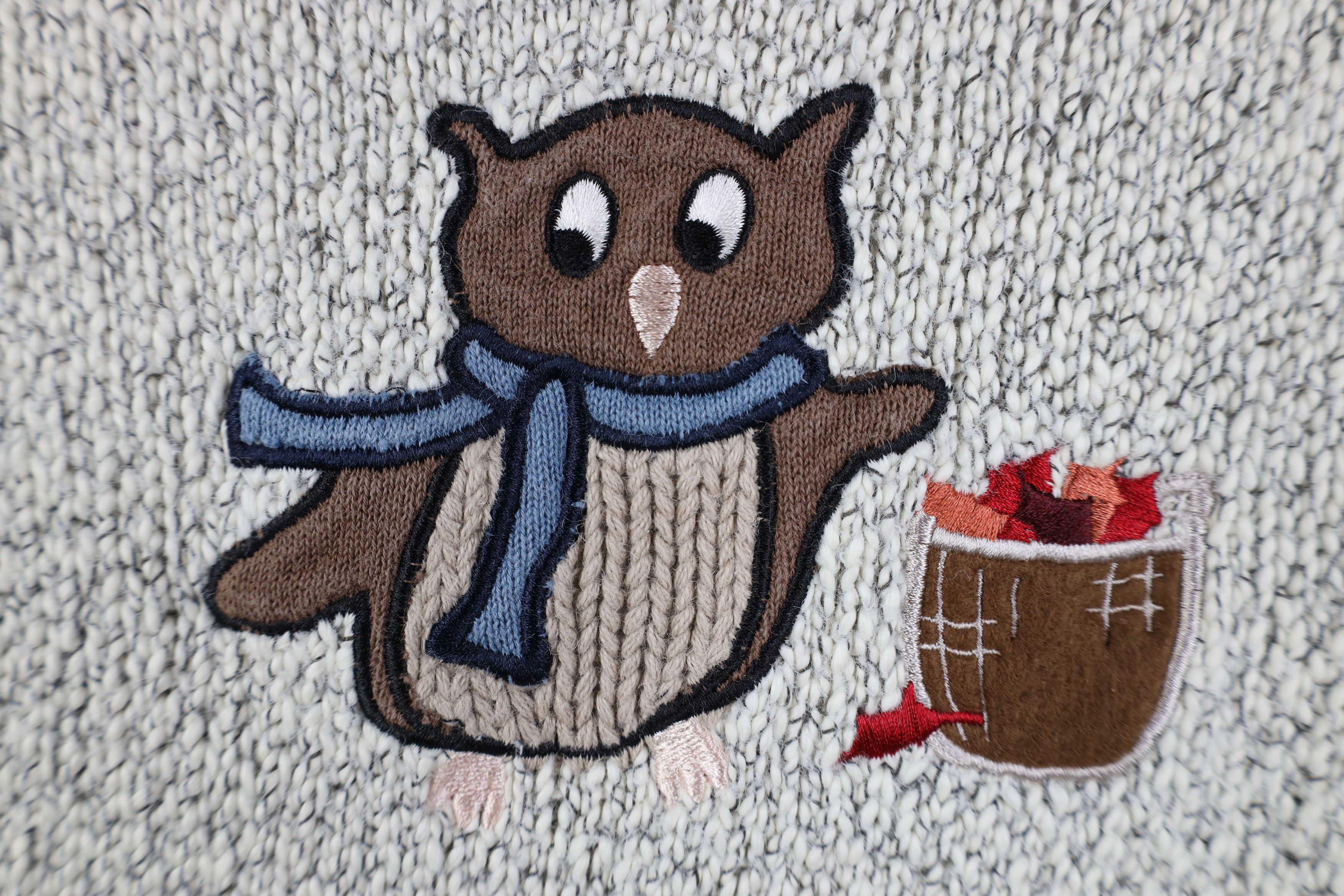 Vintage Vintage 90s Streetwear Marled Hand Embroidered Owl Sweater Size XXL / US 16-18 / IT 52-54 - 11 Thumbnail