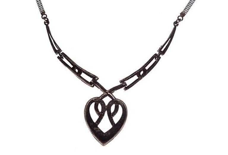 Designer Art Deco Sterling Silver Pave Marcasite Heart Necklace Size ONE SIZE - 4 Thumbnail