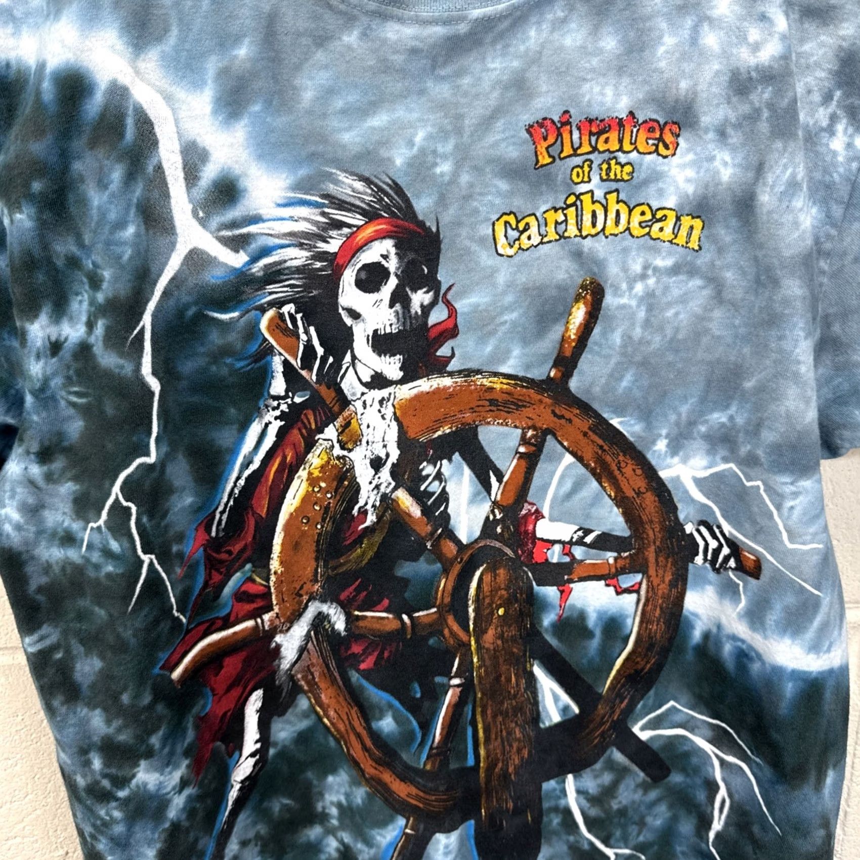 Liquid Blue VINTAGE Walt Disney Pirates of the Caribbean Tie Dye T Shirt Blue M Crew Neck Short Sleeve Jack Sparrow 90s Graphic Print Mens Size US M / EU 48-50 / 2 - 7 Thumbnail