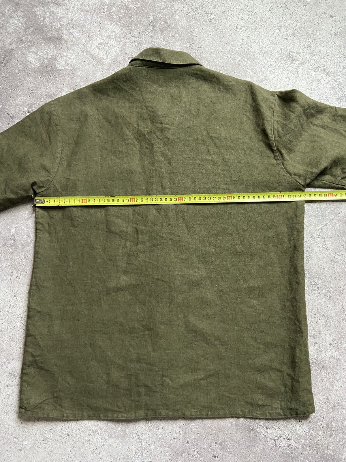 AMI AMI Green Linen Button Down Short Sleeve Shirt Size 40 Size US M / EU 48-50 / 2 - 9 Thumbnail