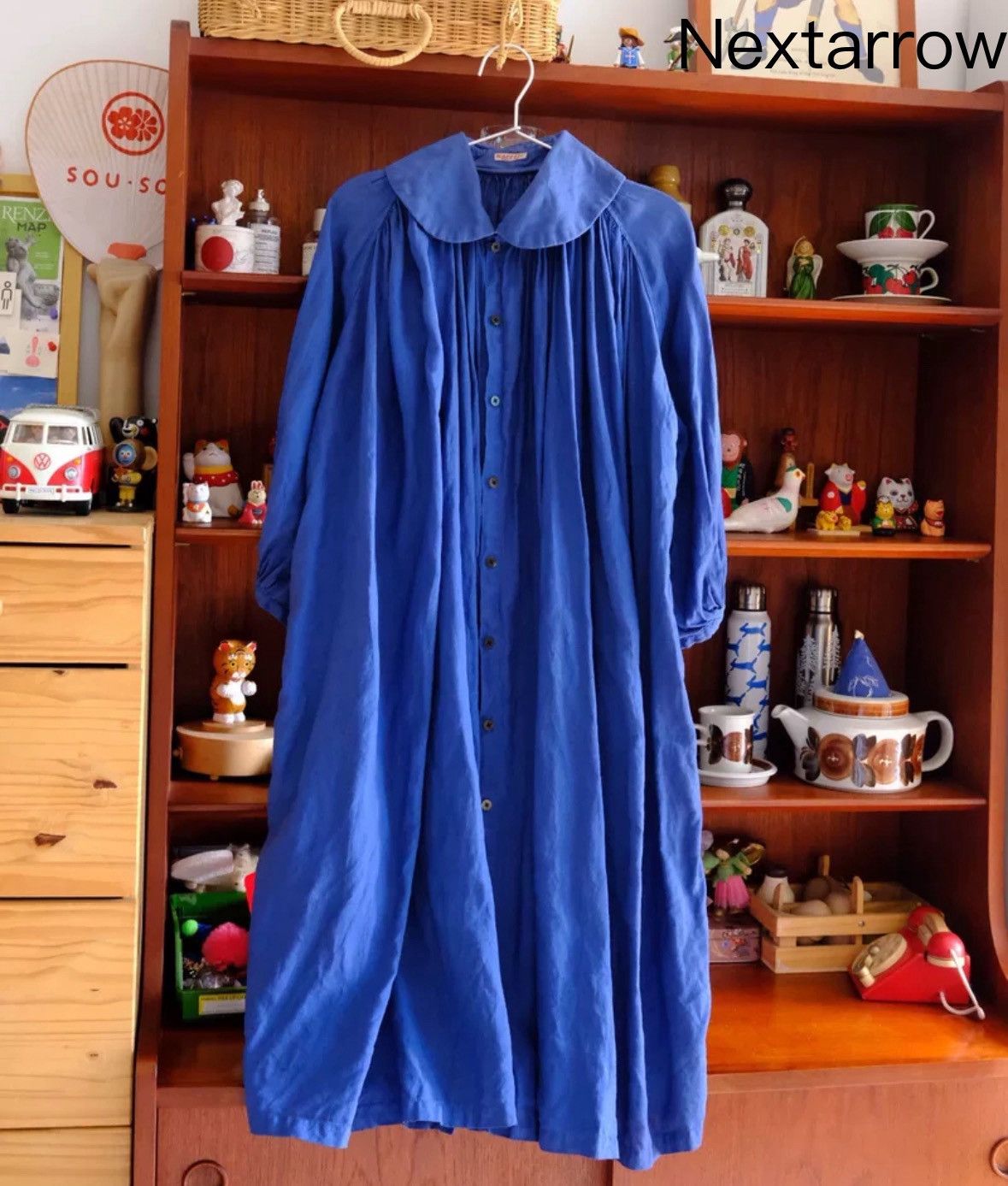 Kapital Kapital Hirata Kazuhiro Blue Stained Loose Fleece Dress Size XS / US 0-2 / IT 36-38 - 1 Thumbnail